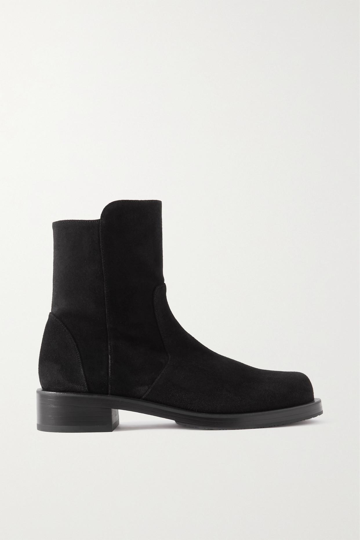 Stuart Weitzman 5050 Bold Suede Ankle Boots in Black | Lyst