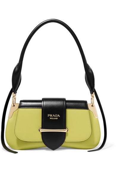 Prada Triangle Leather Shoulder Bag Mango in Leather with Silver-tone - US