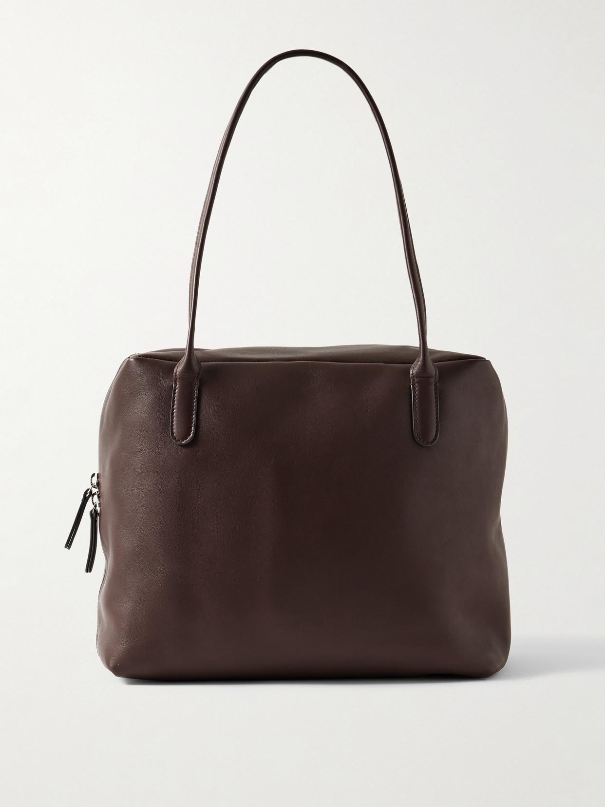 The Row Henri Leather Tote in Brown | Lyst