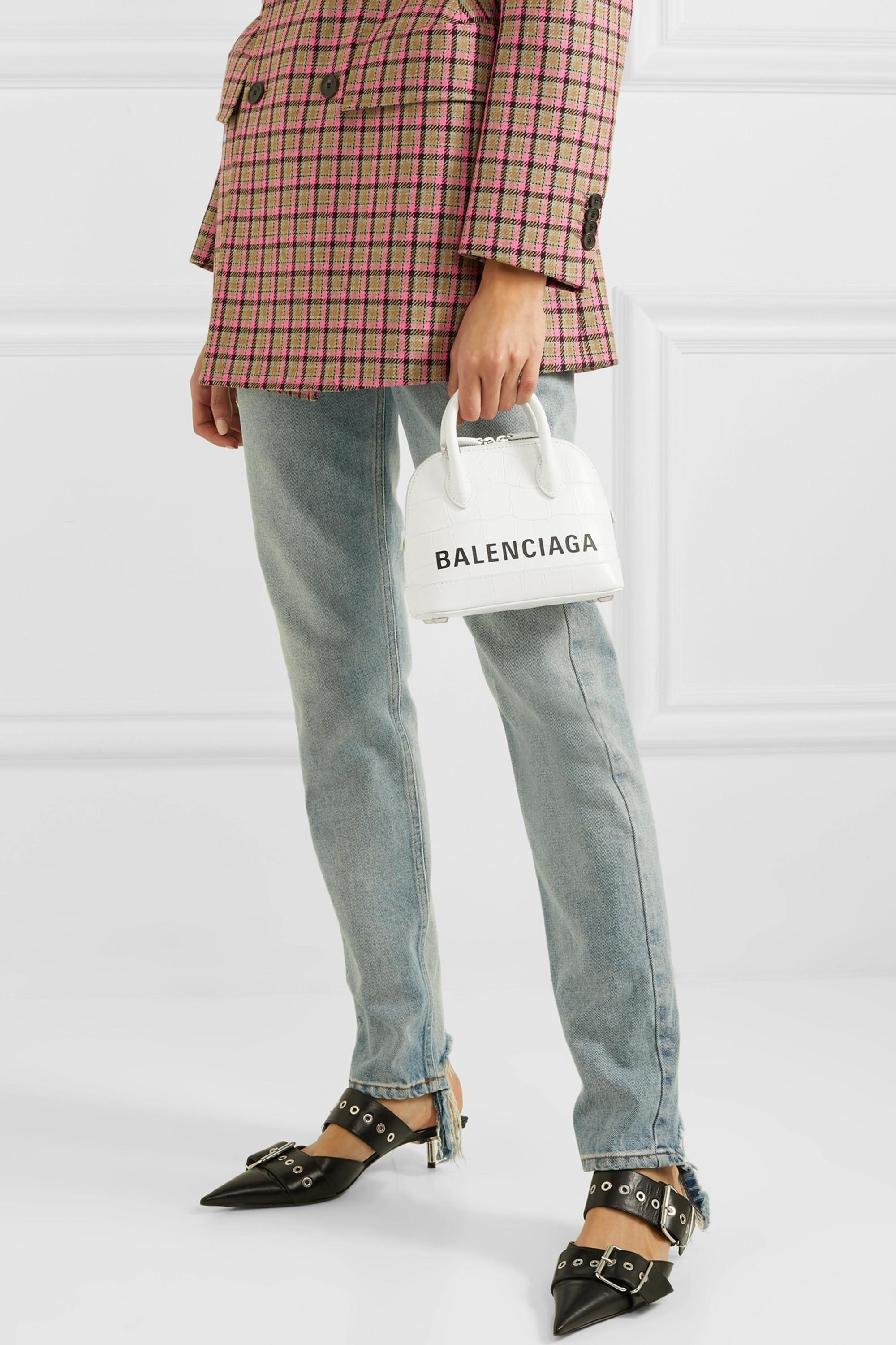 Balenciaga Leather Ville Xxs Top Handle Bag in White/Black (White 