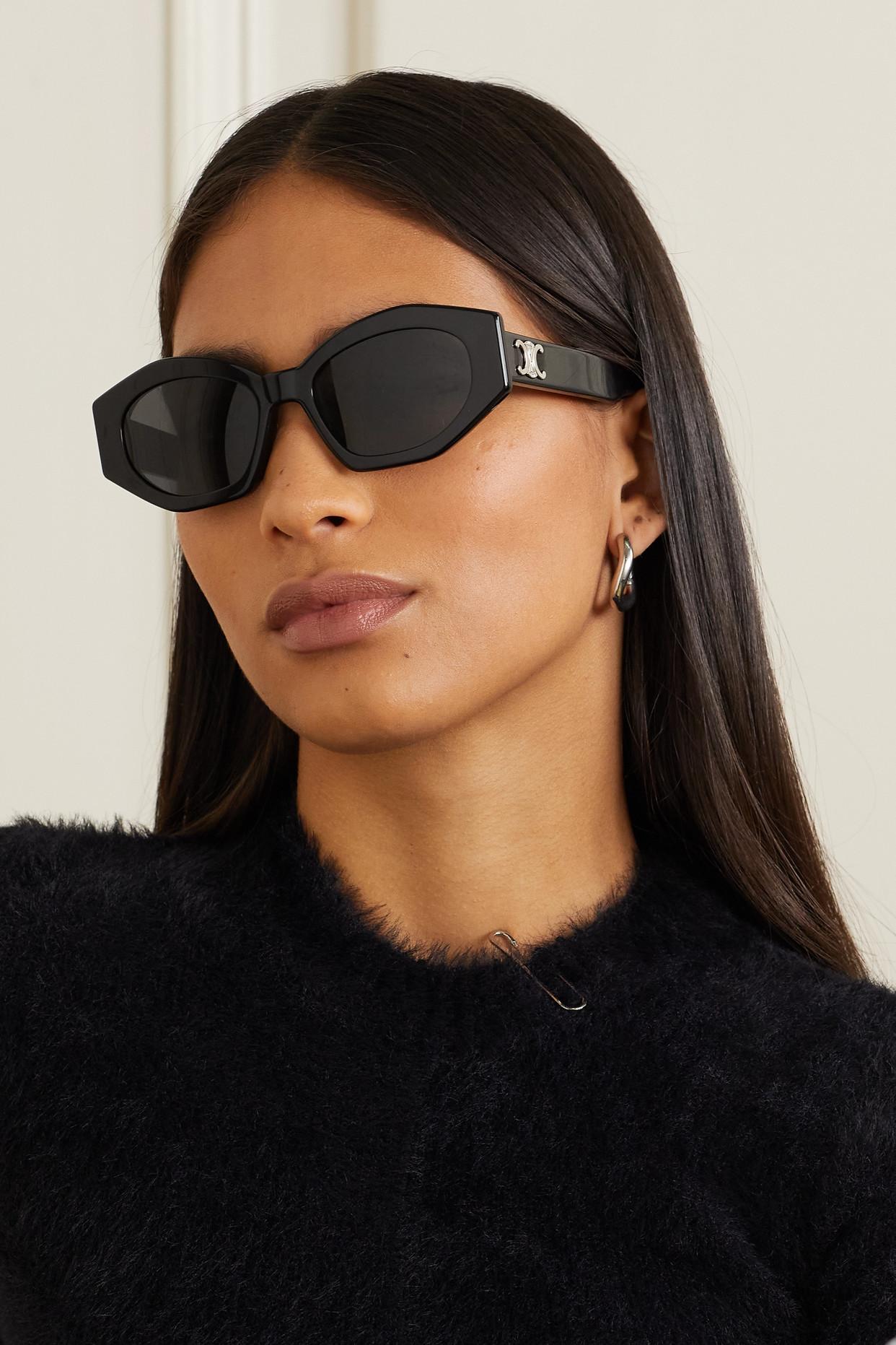Celine Triomphe Cat-eye Acetate Sunglasses in Black
