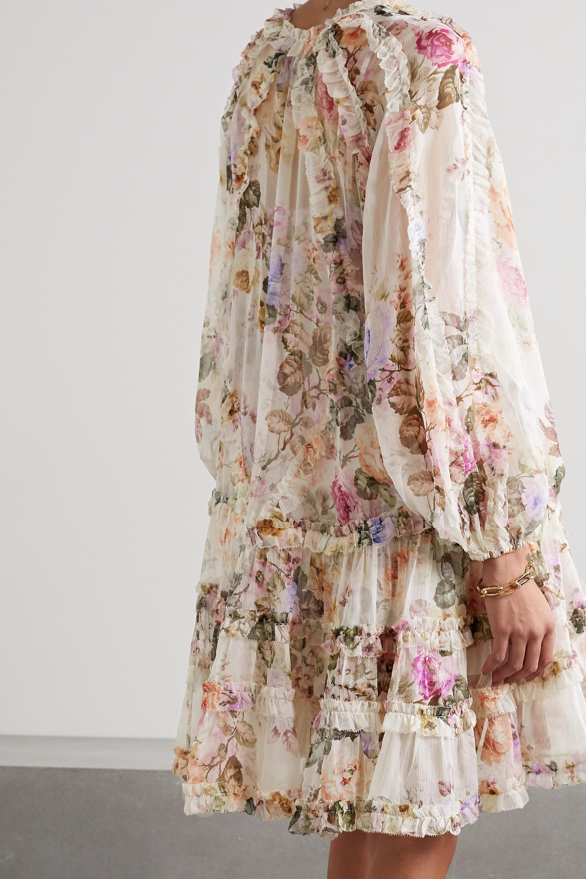 ruffle floral mini dress