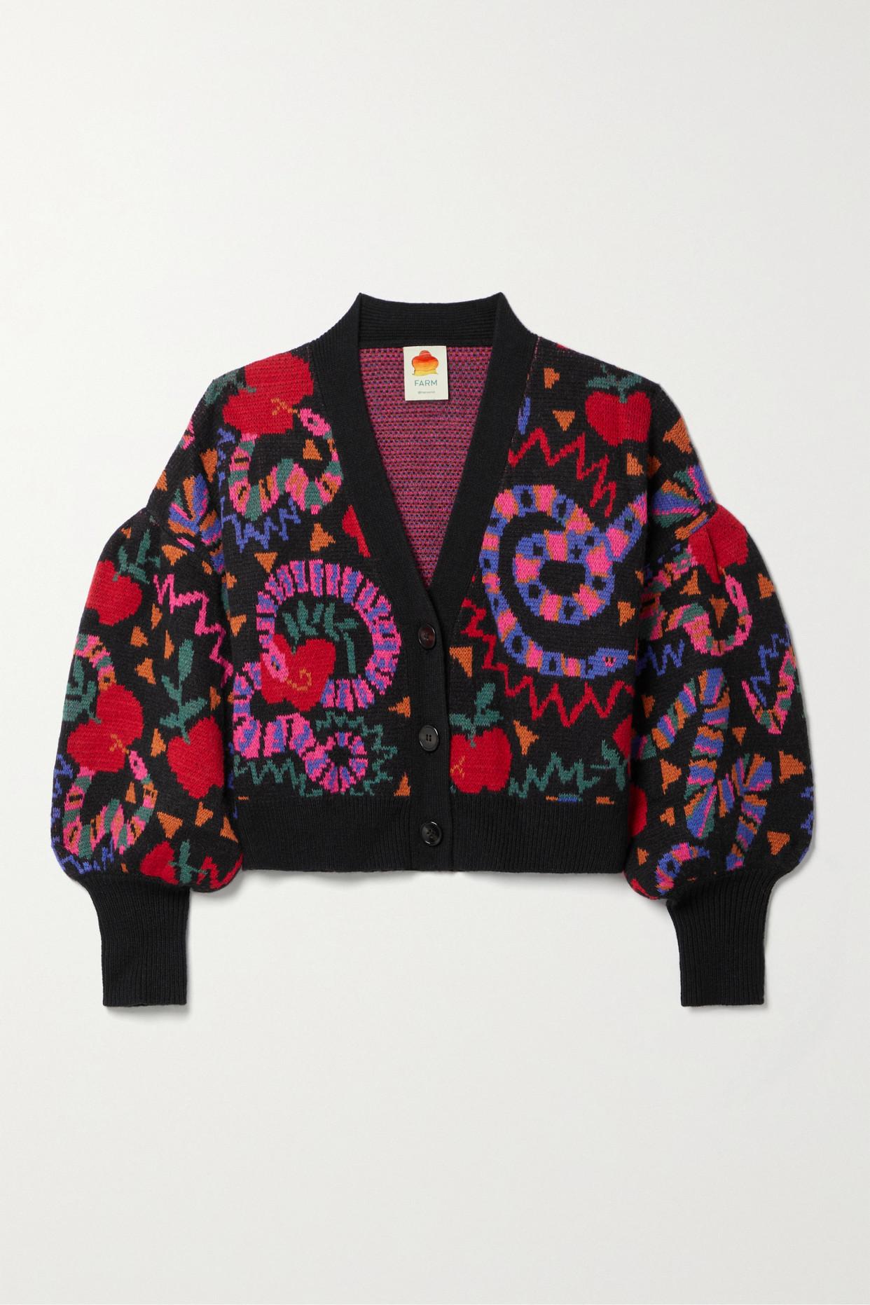 FARM Rio Jacquardknit Cardigan in Red Lyst
