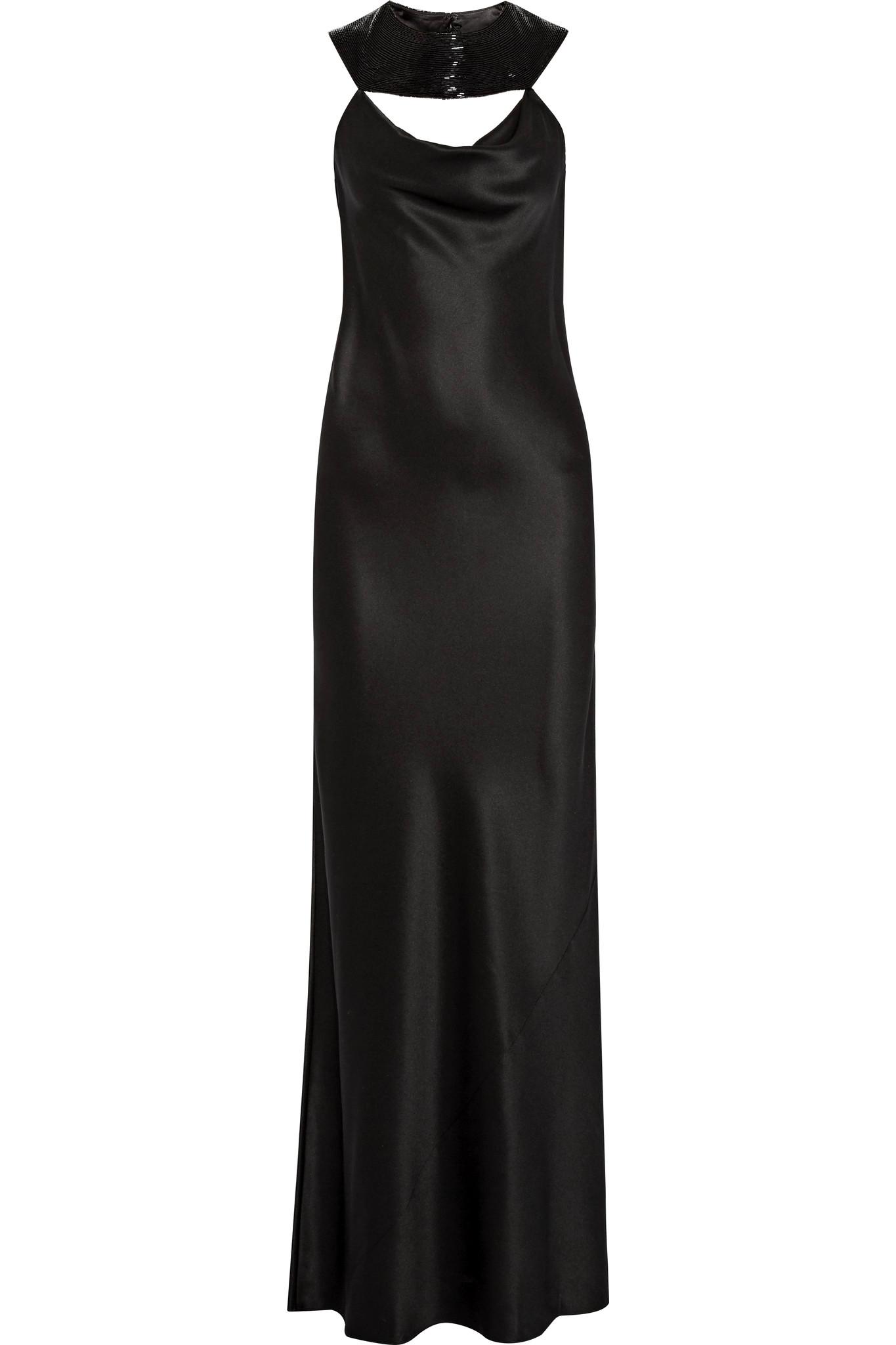 Lyst - Cushnie Et Ochs Lily Bead-embellished Silk-charmeuse Gown in Black