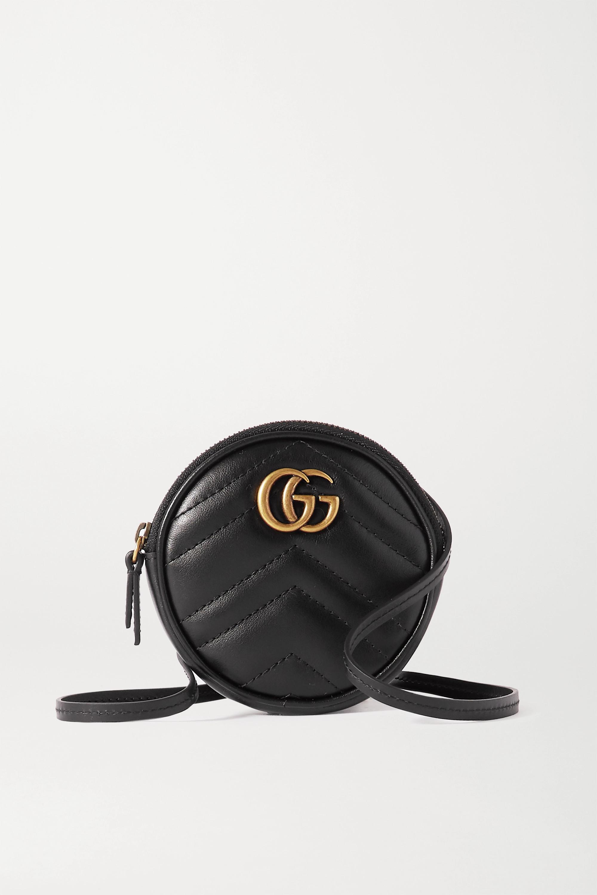 Gg marmont flap leather crossbody bag Gucci Black in Leather - 27308707
