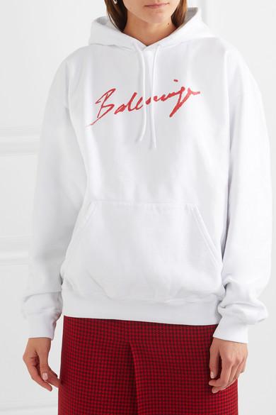 Balenciaga Logo Script Hoodie in White | Lyst