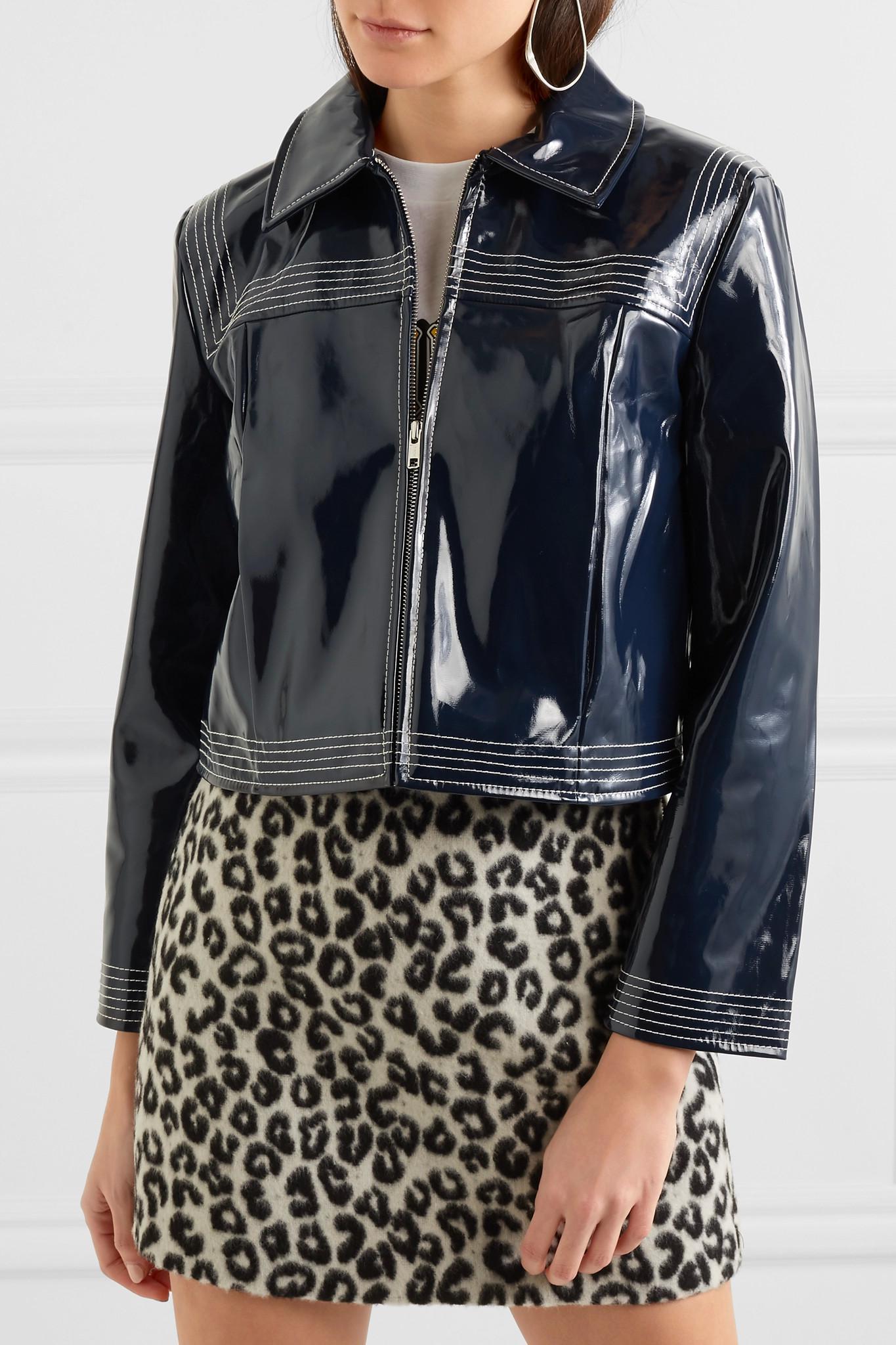 patent leather crop jacket