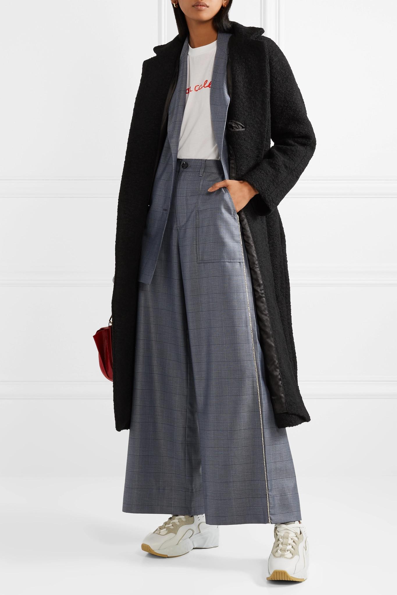 Ganni Oversized Belted Wool-blend Bouclé Coat in Black | Lyst