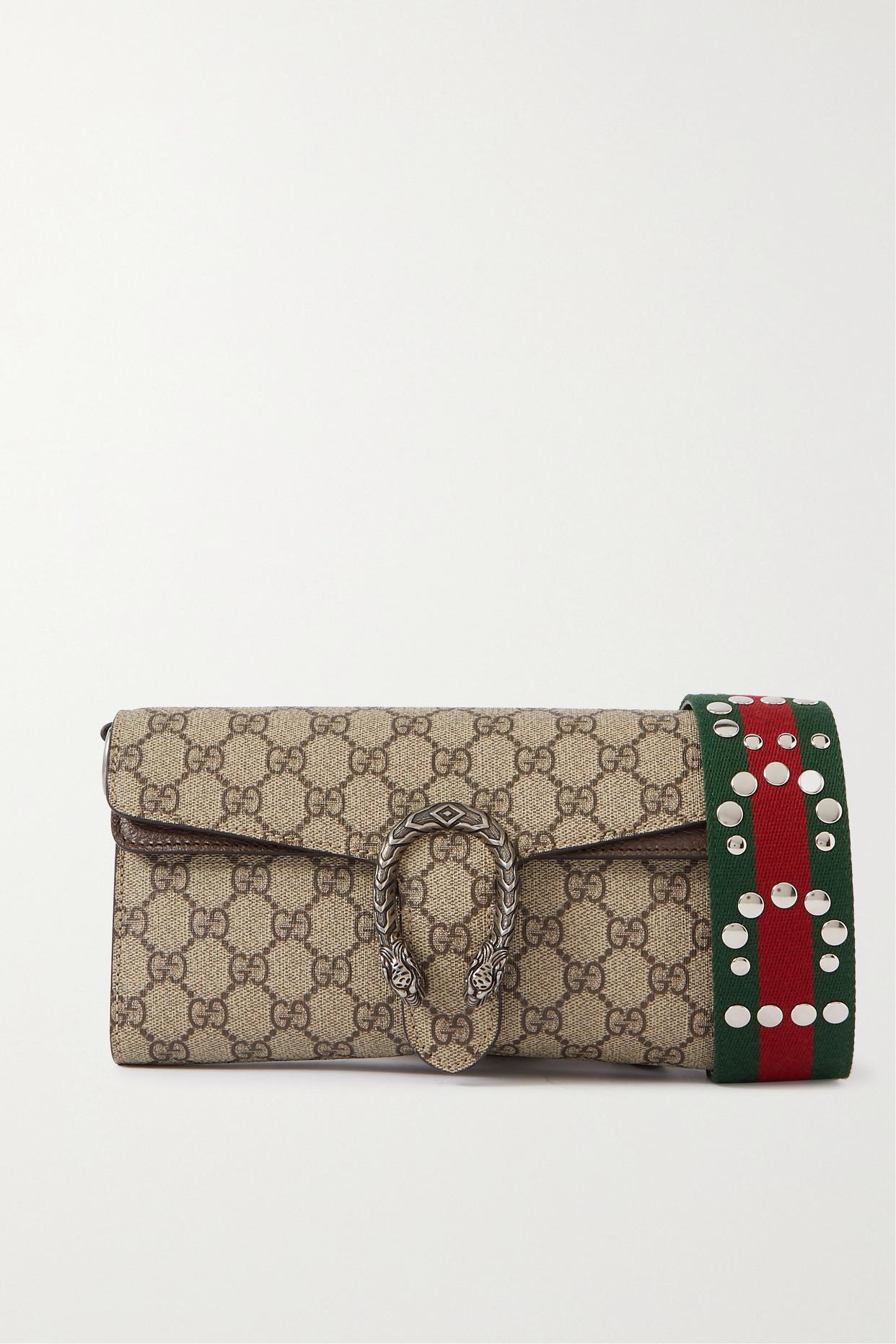 Gucci Dionysus Embellished Leather-trimmed Printed Coated-canvas Shoulder  Bag in Natural
