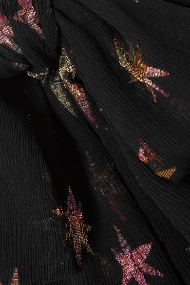 Metallic Fil Coupe Dress in Black - Saint Laurent