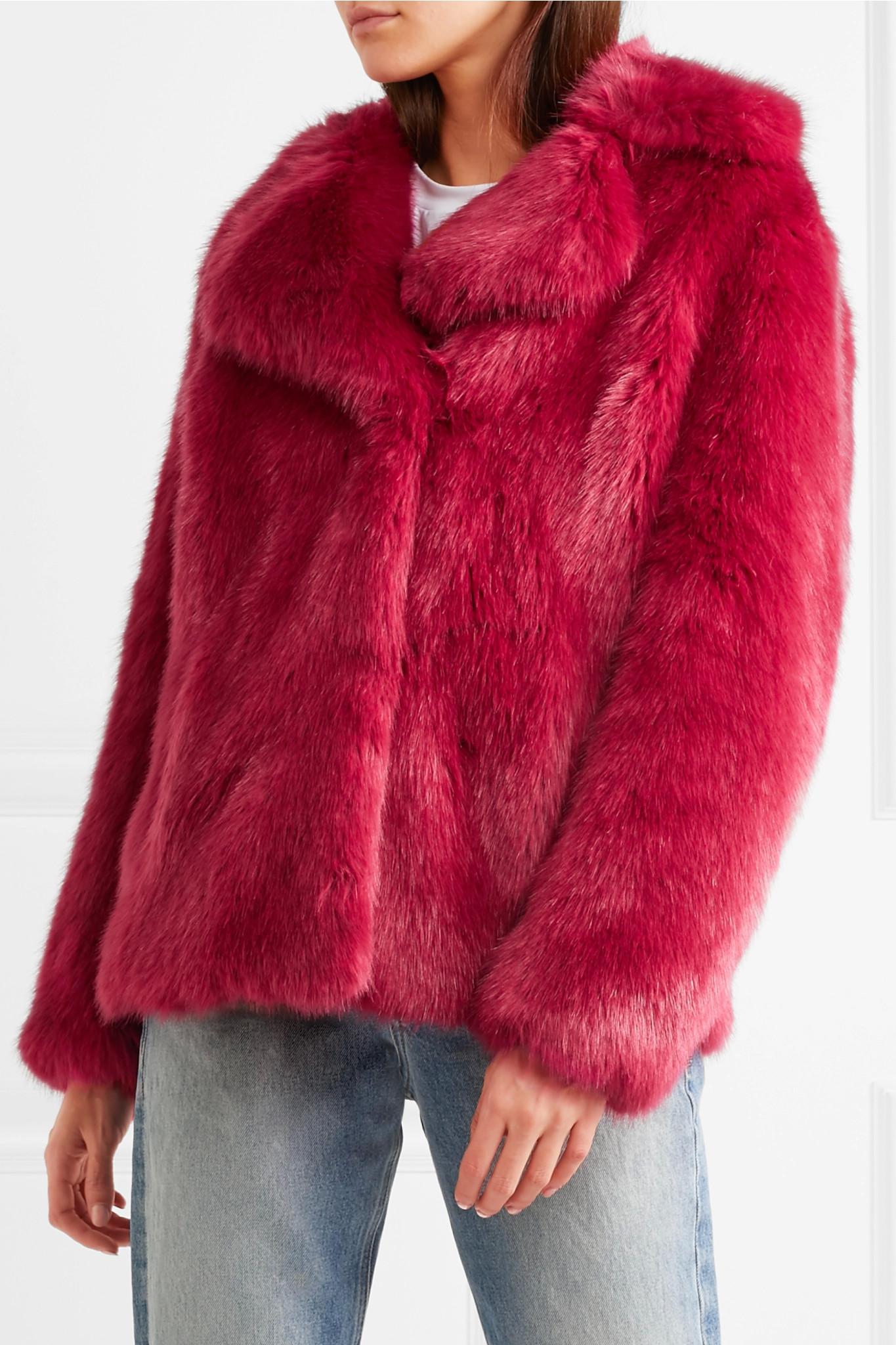 michael kors pink faux fur coat