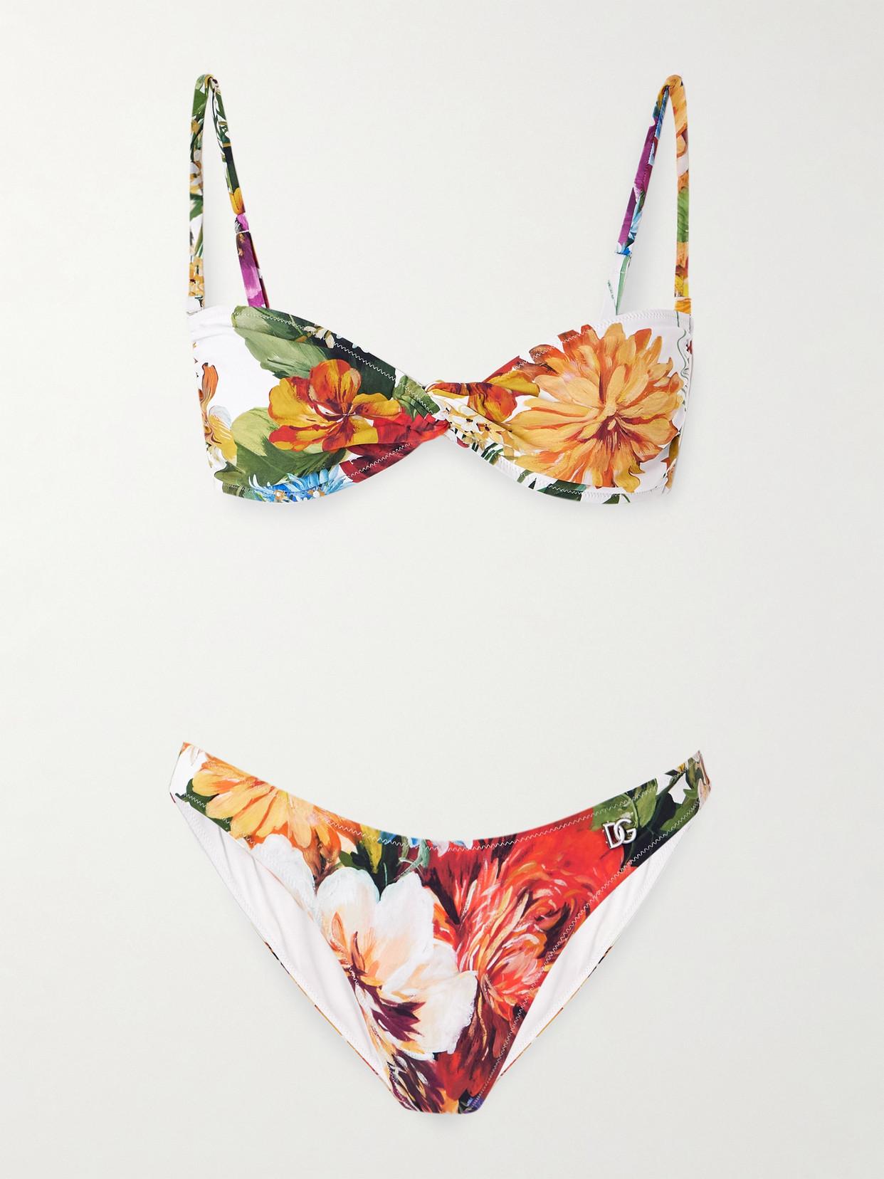 【関税＆送料込み】Dolce & Gabbana Flower Print Swimsuit Flower-print padded one-piece swimsuit in Print for Women