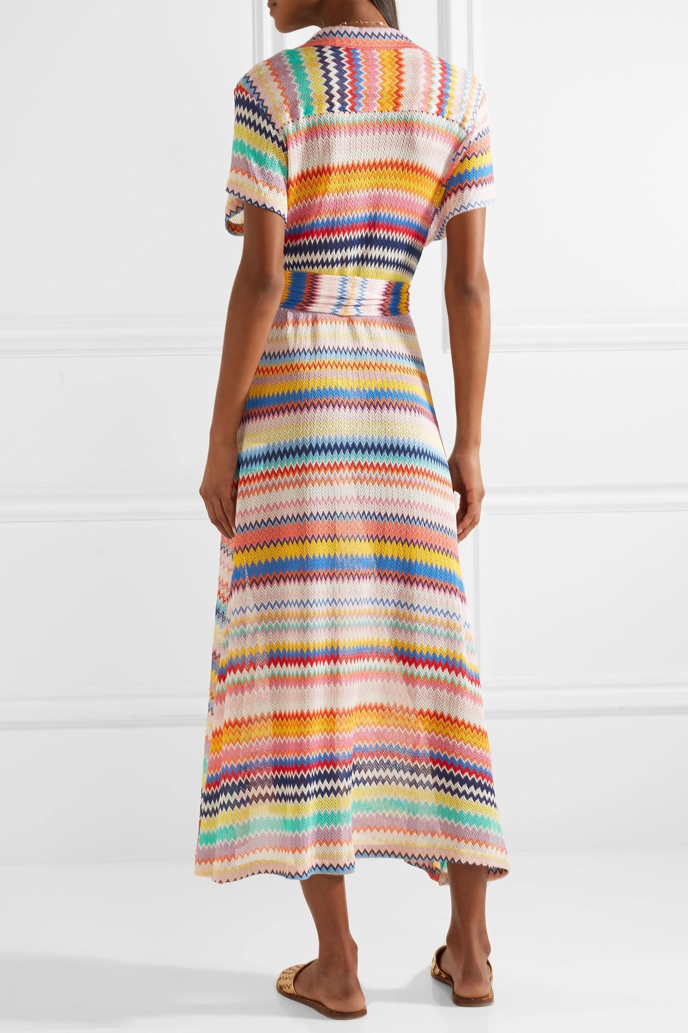 Missoni Mare Belted Crochetknit Midi Dress in White Lyst