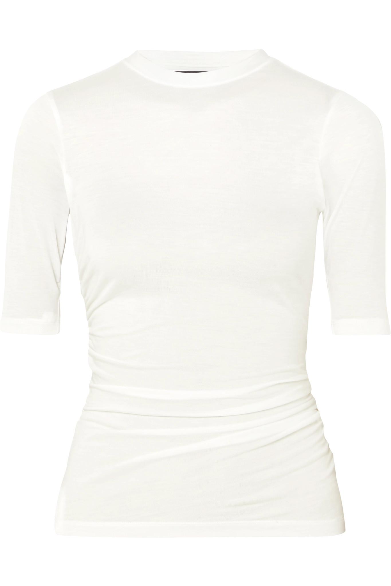Jacquemus Denim Le Souk Ruched Jersey T-shirt in White | Lyst