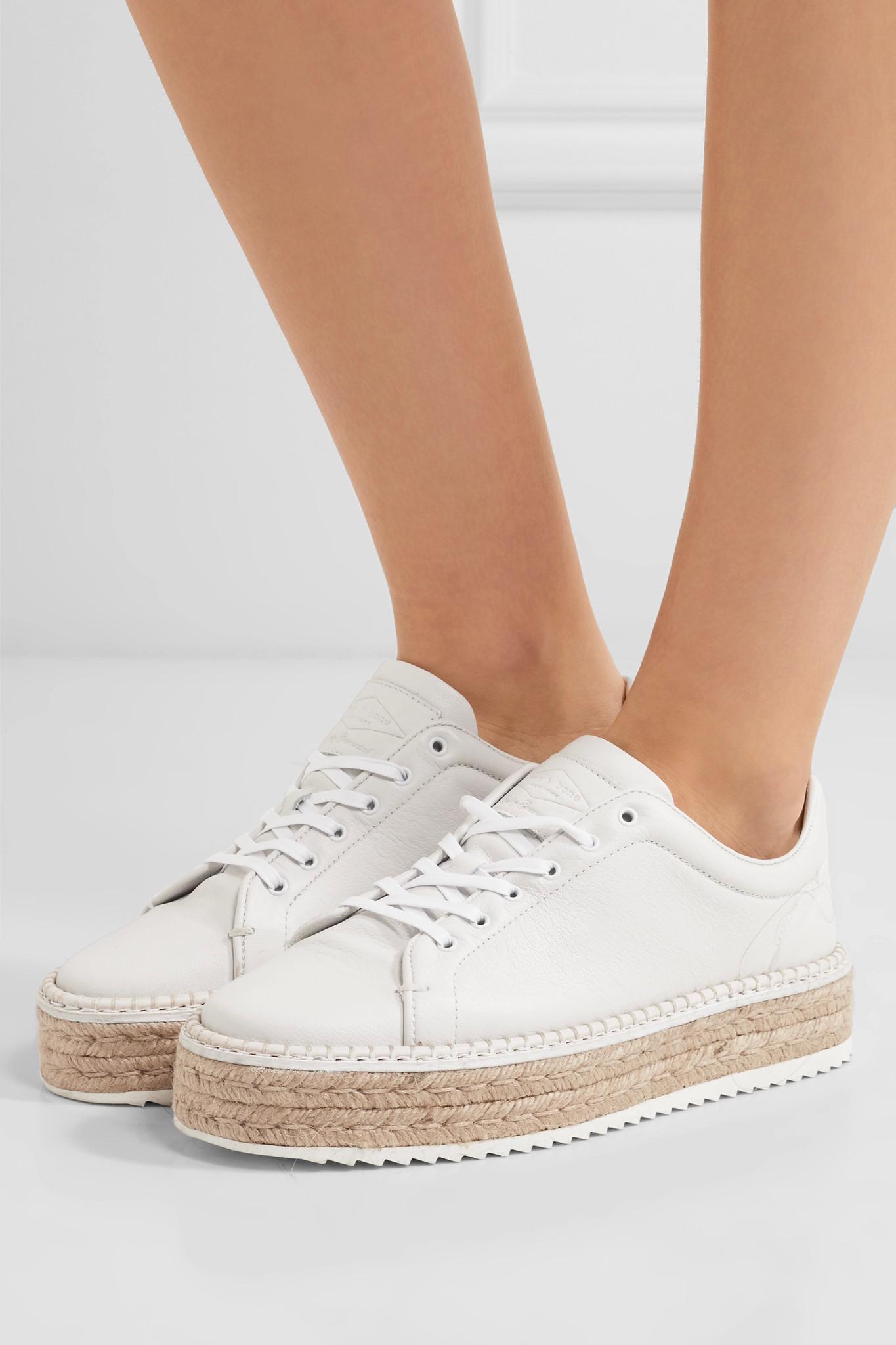white espadrille platform sneakers