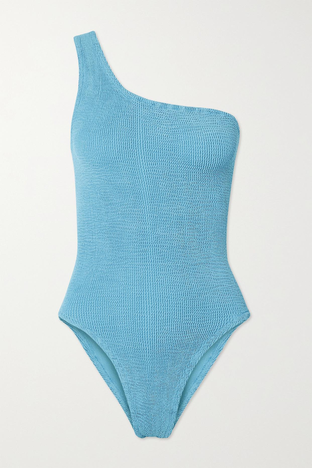 Hunza G + Net Sustain Nancy One-shoulder Seersucker Swimsuit in Blue | Lyst