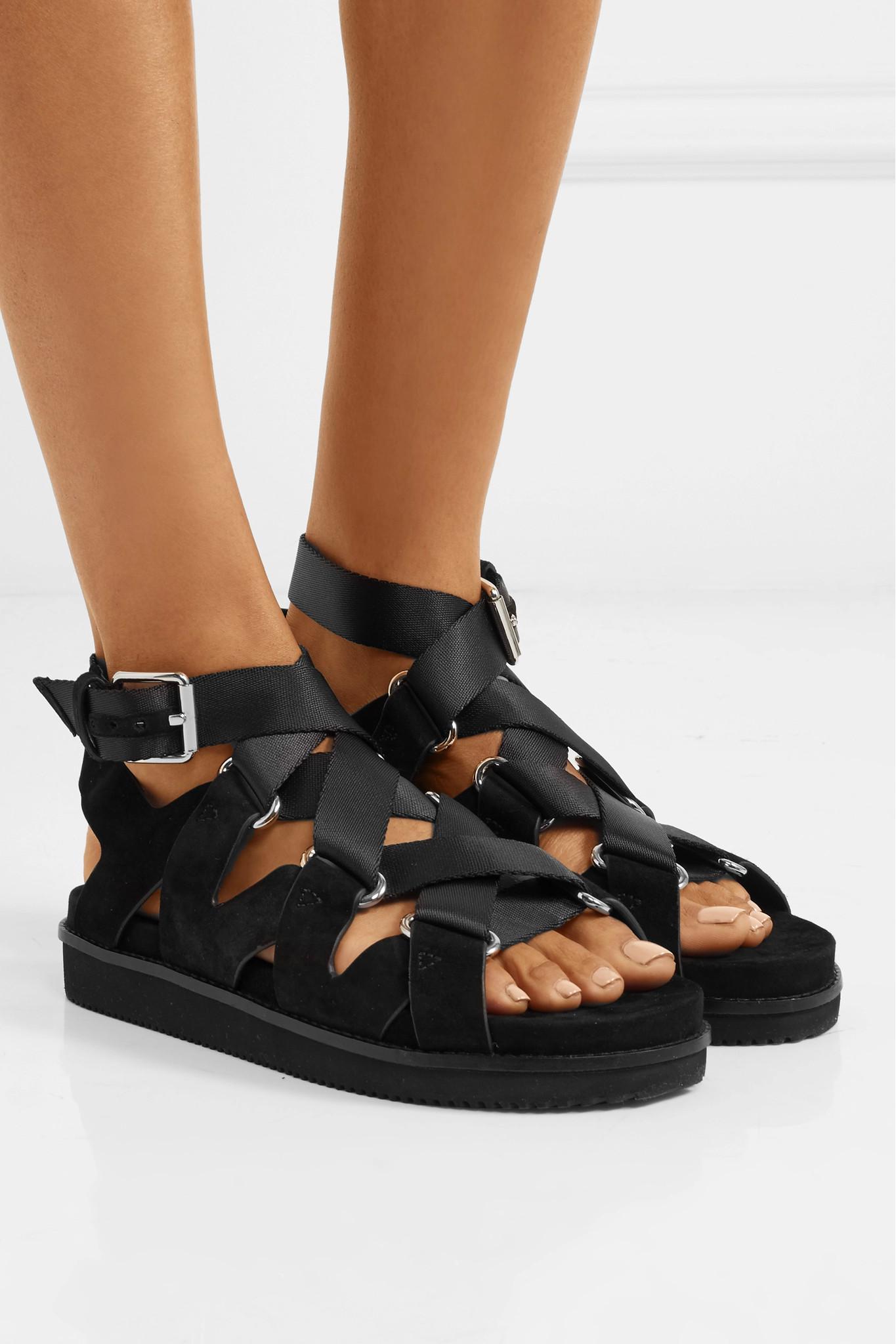 Alexander Wang Natalie Suede And Canvas Sandals in Black - Lyst