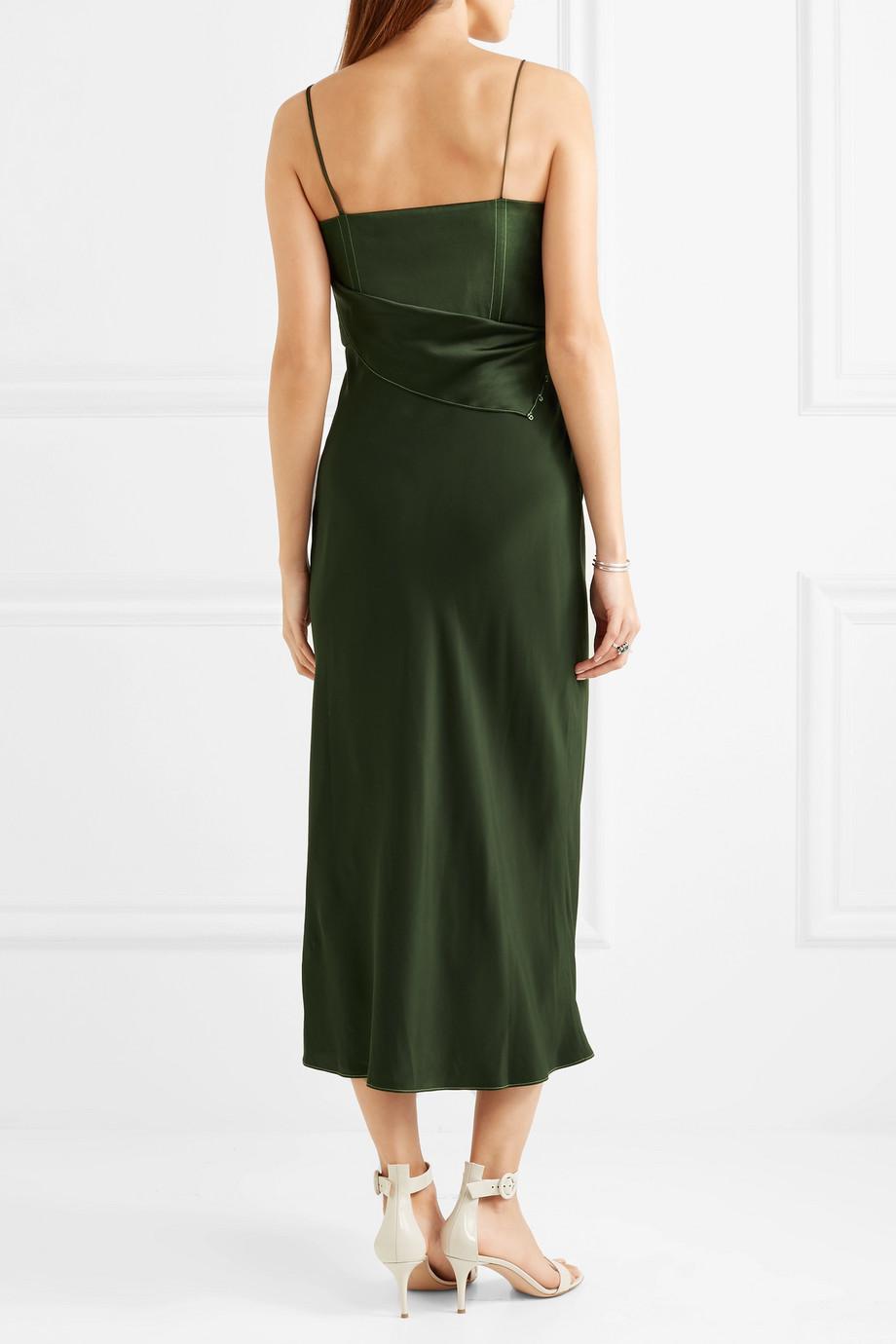 Lyst - Topshop Unique Silk-satin Midi Dress in Green