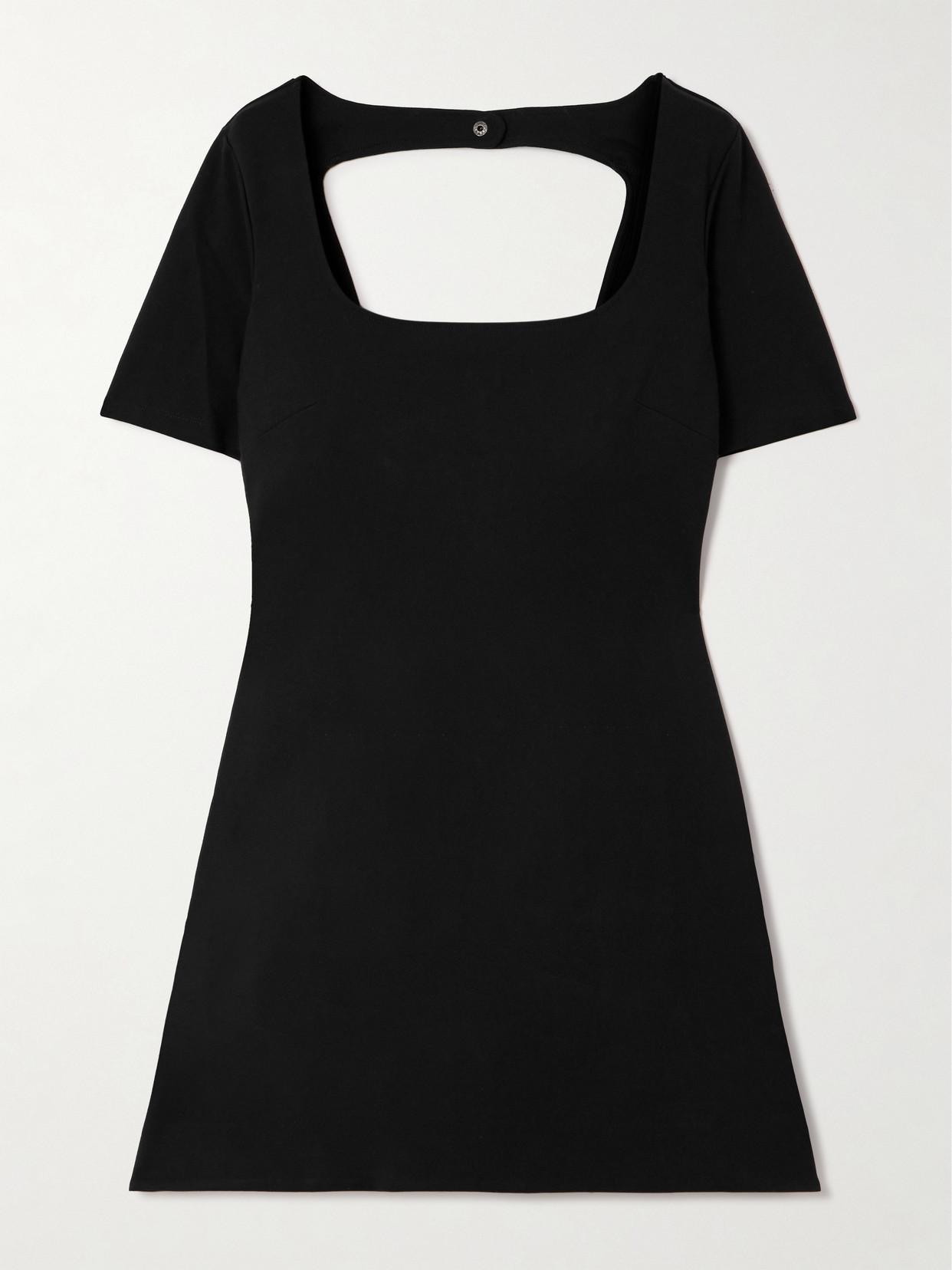 STAUD Stern Open-Back Stretch-Ponte Mini Dress in Black