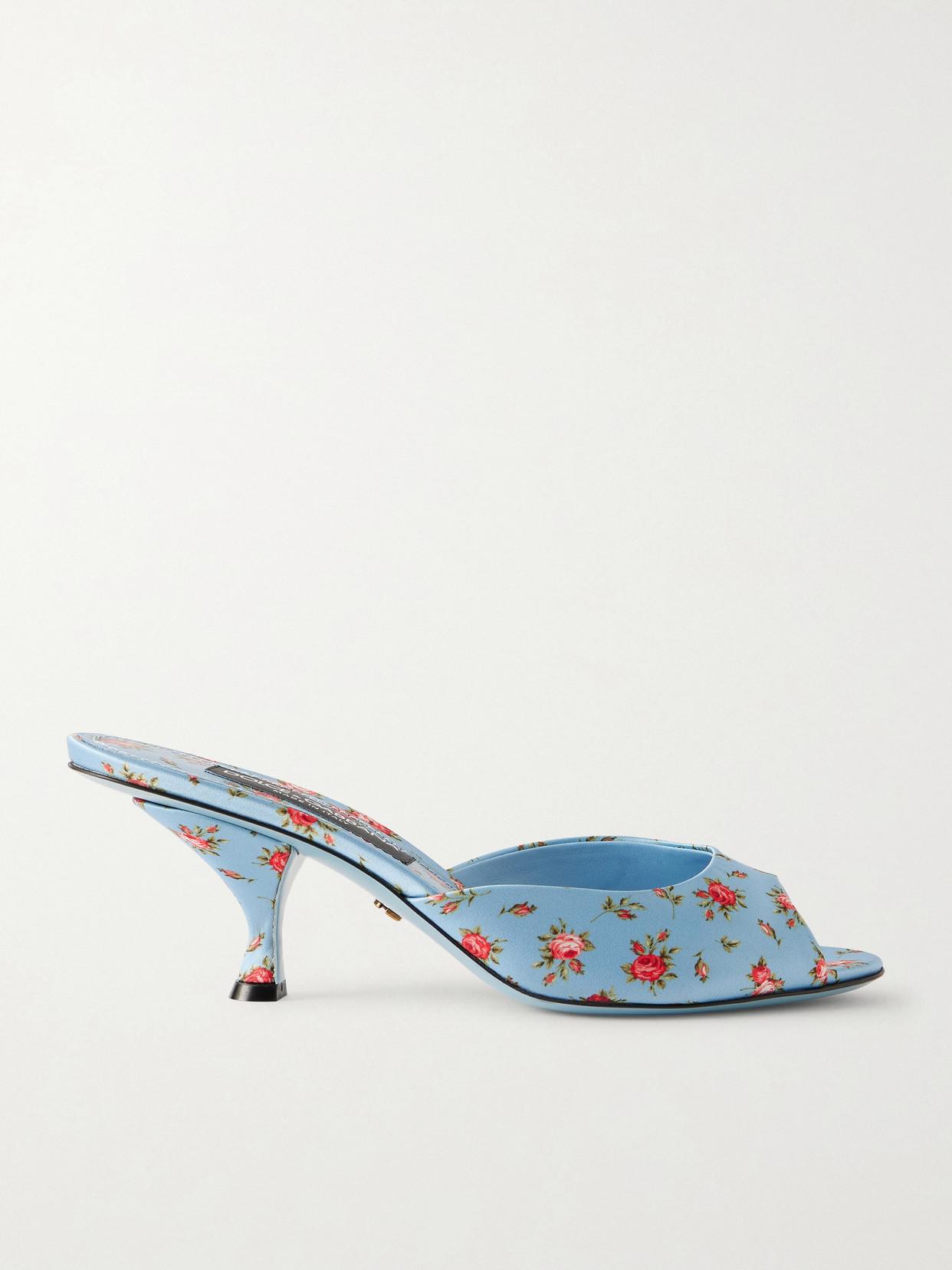 Sandales Dolce & Gabbana - Cuir Vert Acide, Talons Hauts, Fleurs, Taille EU35/US4.5 - Neuf Avec Défauts