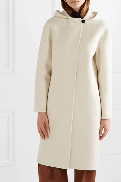 Theory Hooded Wool-blend Felt Coat in Natural | Lyst