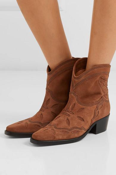 Ganni Leather Low Texas Boots in Tan (Brown) | Lyst