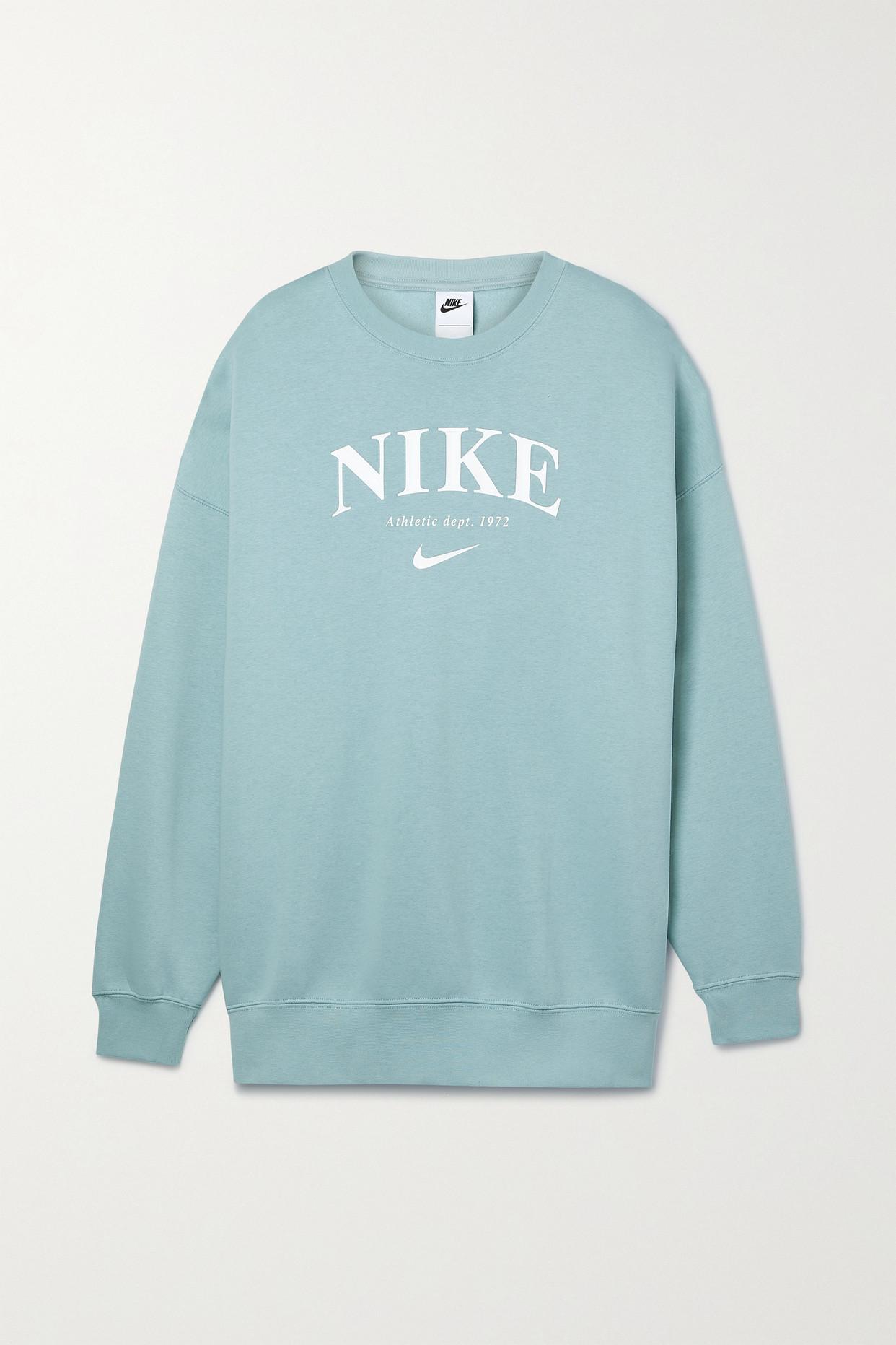 Nike Sportswear Essentials Oversized Printed Cotton-blend Jersey Sweatshirt  in Blue | Lyst