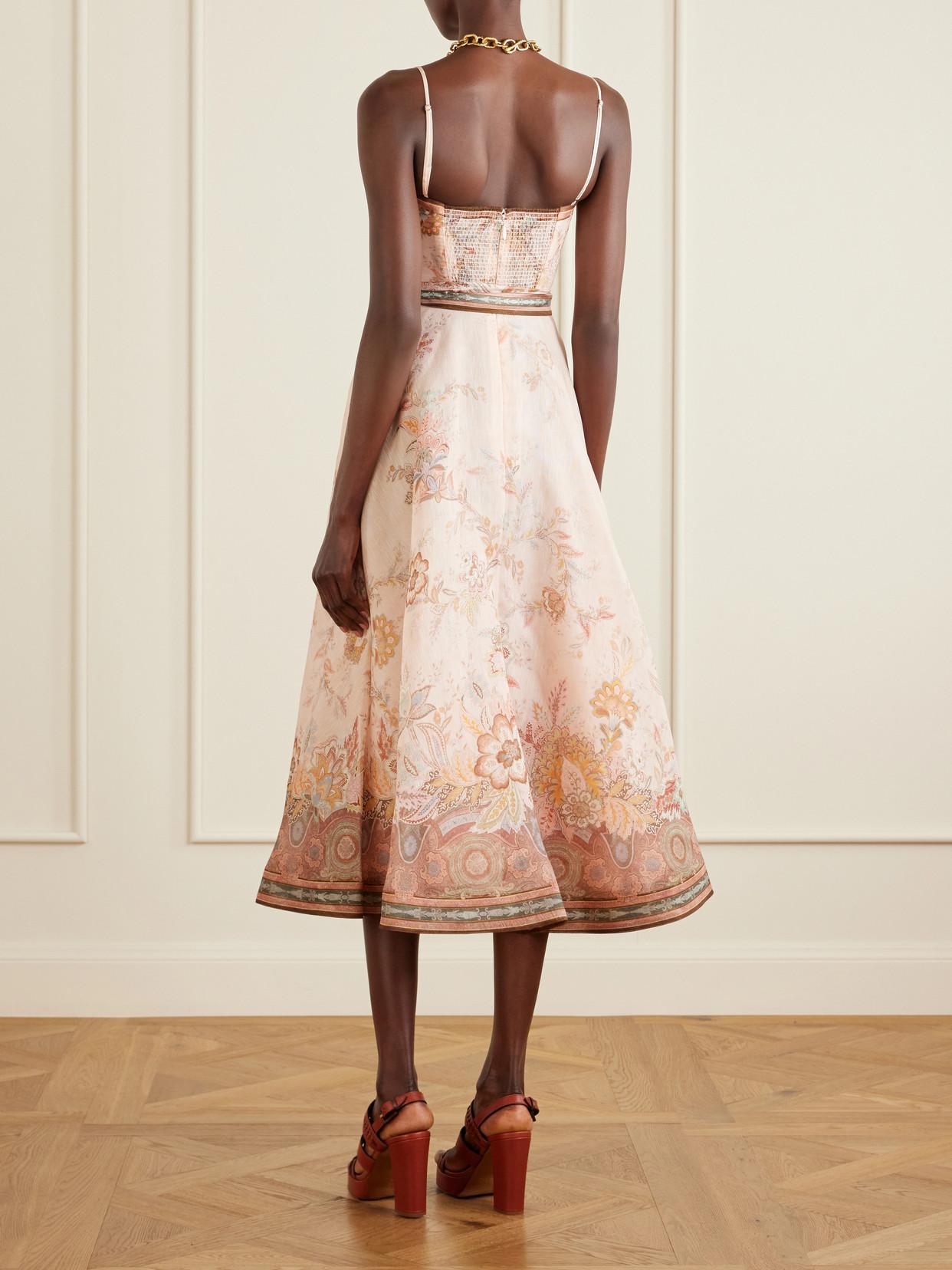 strapless open back dress Zimmermann Pleated Tiered Skirt, Black Iris Floral, Size 1 main image 0