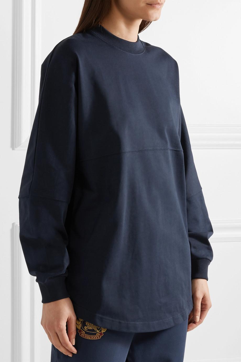 Burberry Oversized Printed Cotton-jersey Sweatshirt in Navy (Blue 