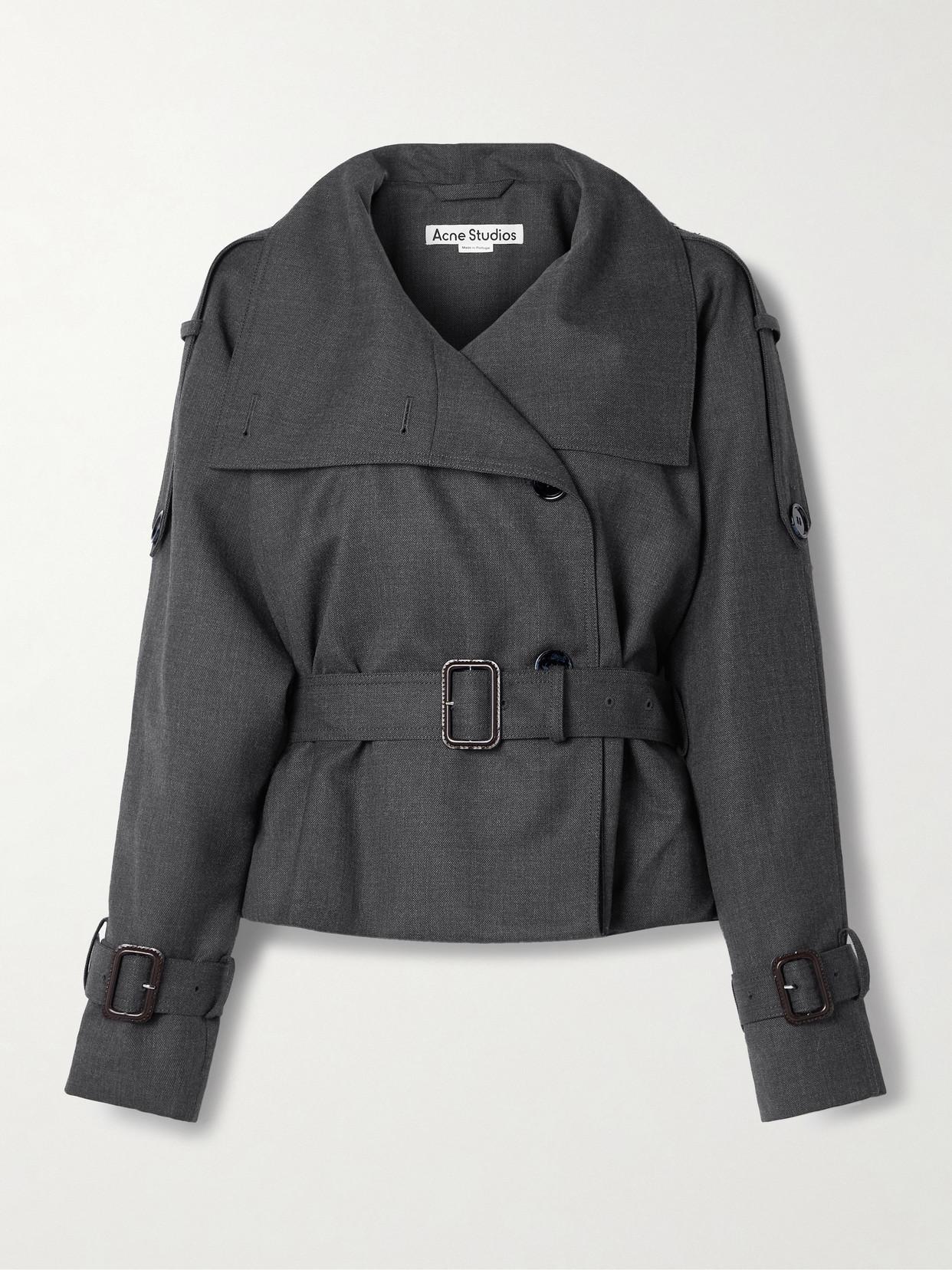Acne Studios Belted Double-Breasted Woven Jacket in Black | Lyst