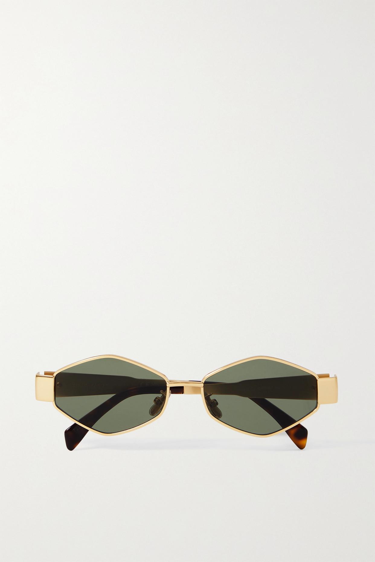 Celine Triomphe Hexagon-frame Gold-tone And Tortoiseshell Acetate  Sunglasses in Metallic | Lyst
