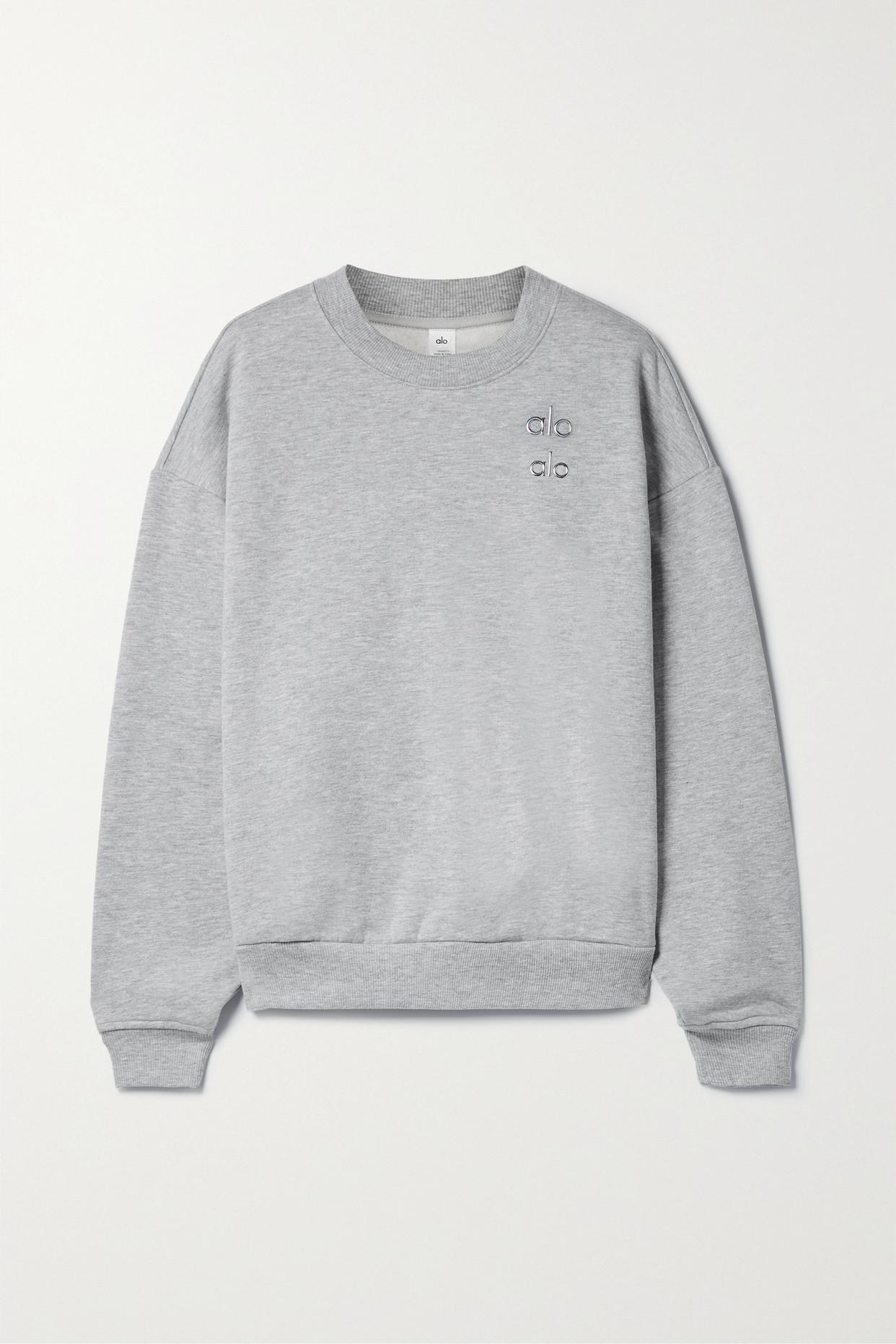 Alo Yoga Accolade Cotton-blend Jersey Sweatshirt in Gray