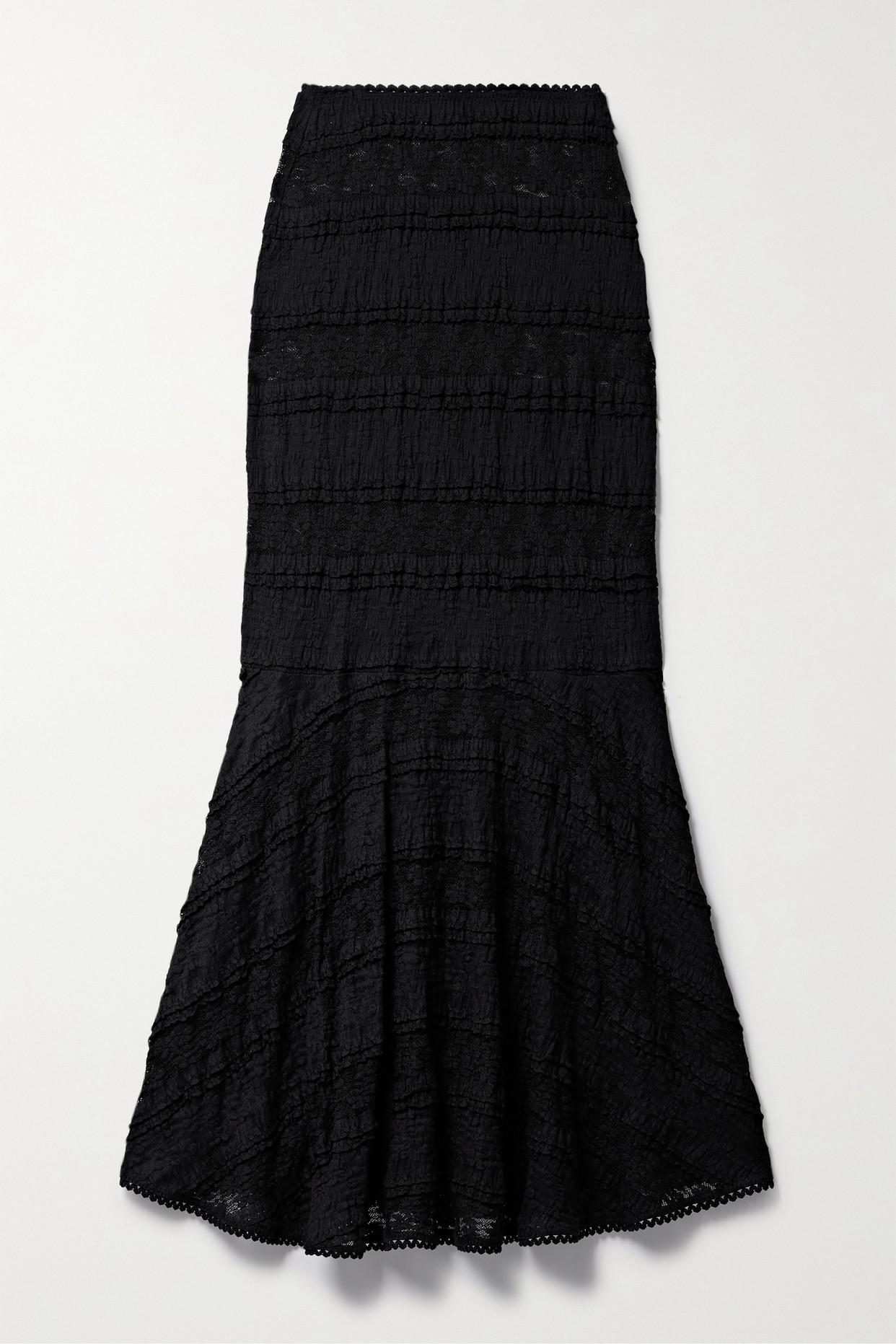Charo Ruiz Stretch-lace And Gauze Maxi Skirt in Black | Lyst