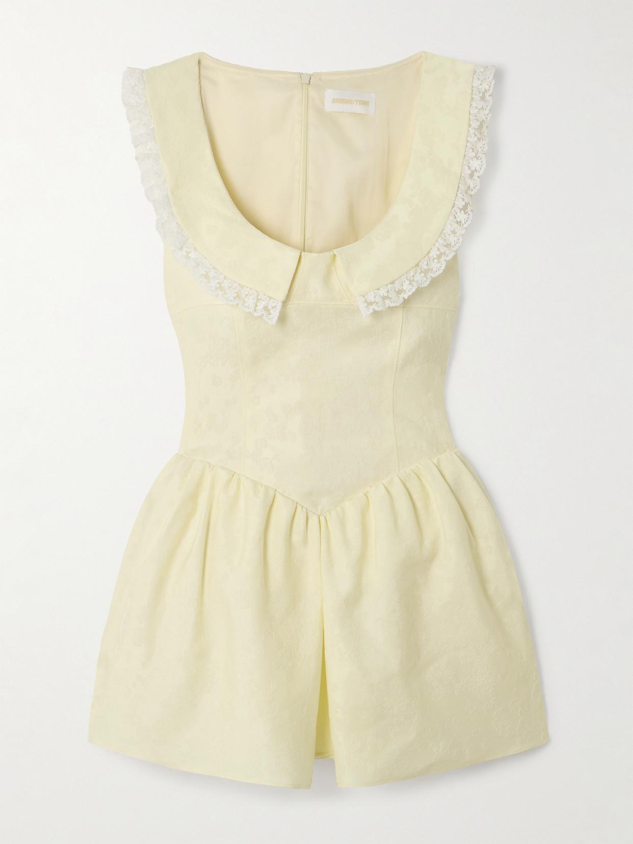 SHUSHU/TONG shushutong ホワイトミニワンピース 半袖 SHUSHU/TONG Floral Appliqué Mini Dress | White | FARFETCH