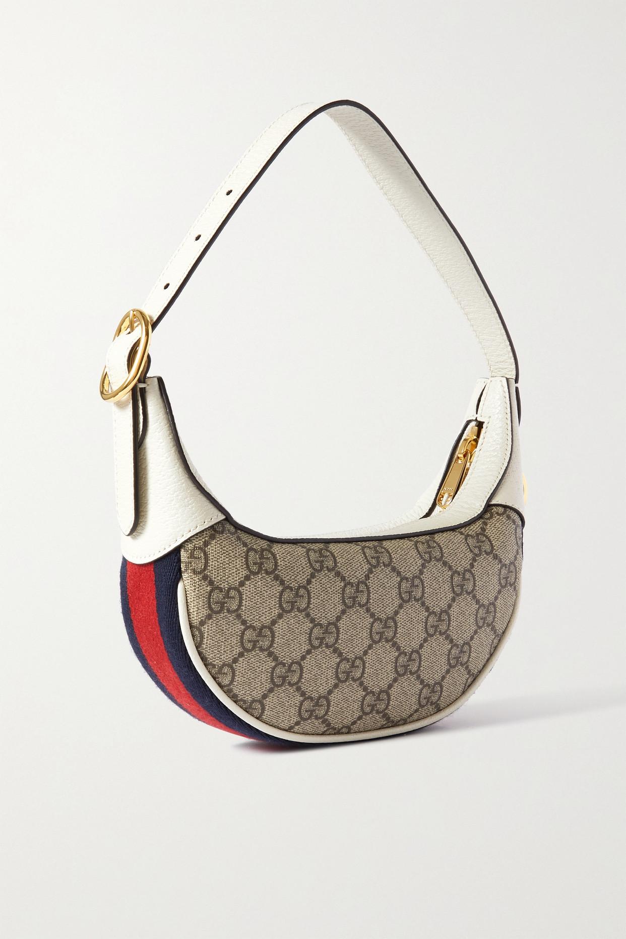Gucci Ophidia Webbing-trimmed Textured-leather And Printed Coated-canvas  Shoulder Bag in White | Lyst