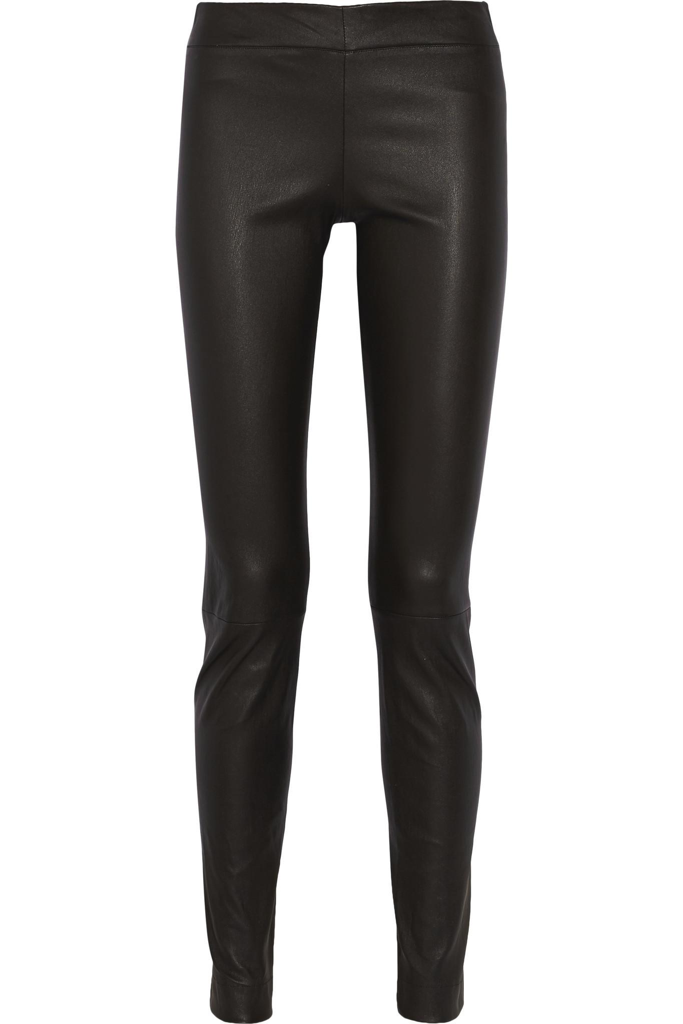 The Row Moto Stretch-leather Leggings in Black - Lyst