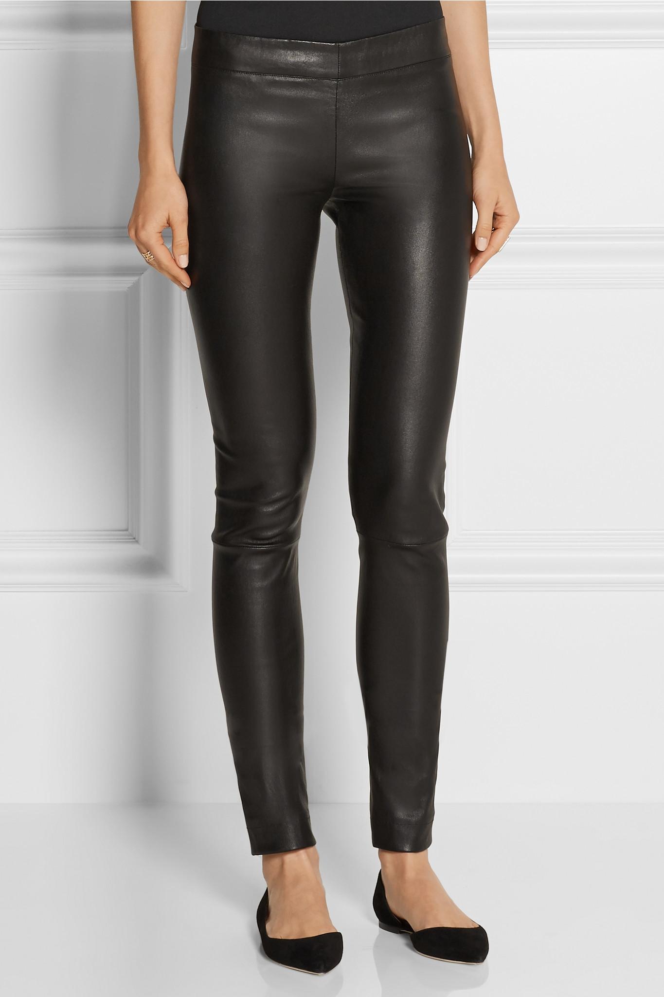 The Row Moto Stretch-leather Leggings in Black - Lyst