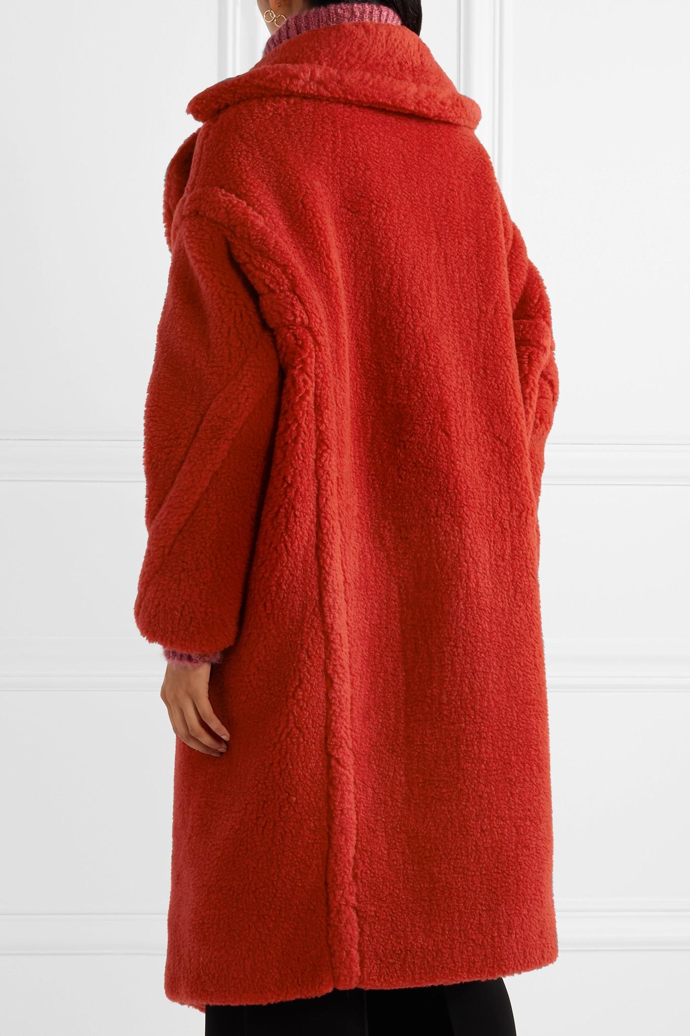 Max Mara Silk Teddy Coat in Red | Lyst