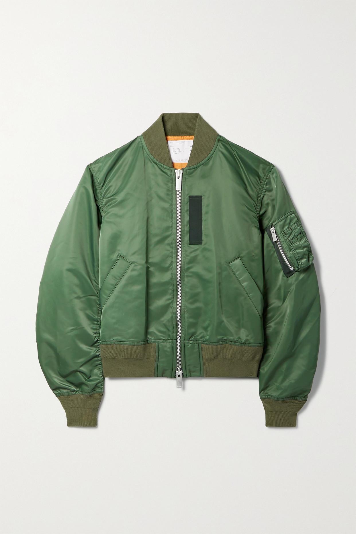 Sacai Shell Bomber Jacket in Green | Lyst