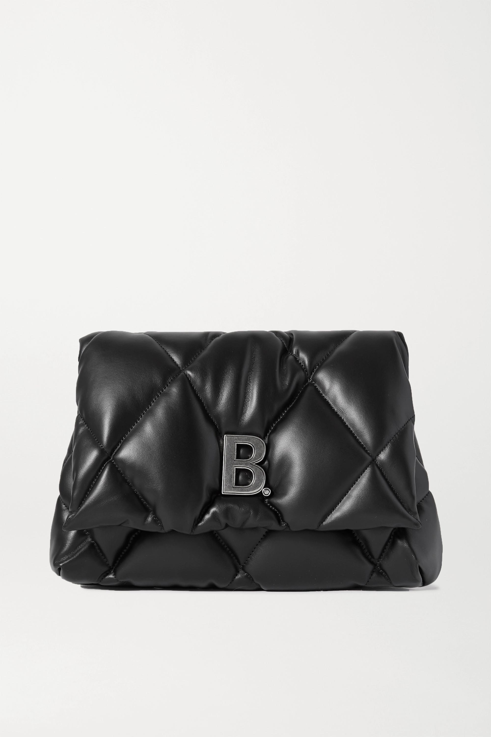 Balenciaga Touch Puffy Embellished Quilted Leather Clutch in Black