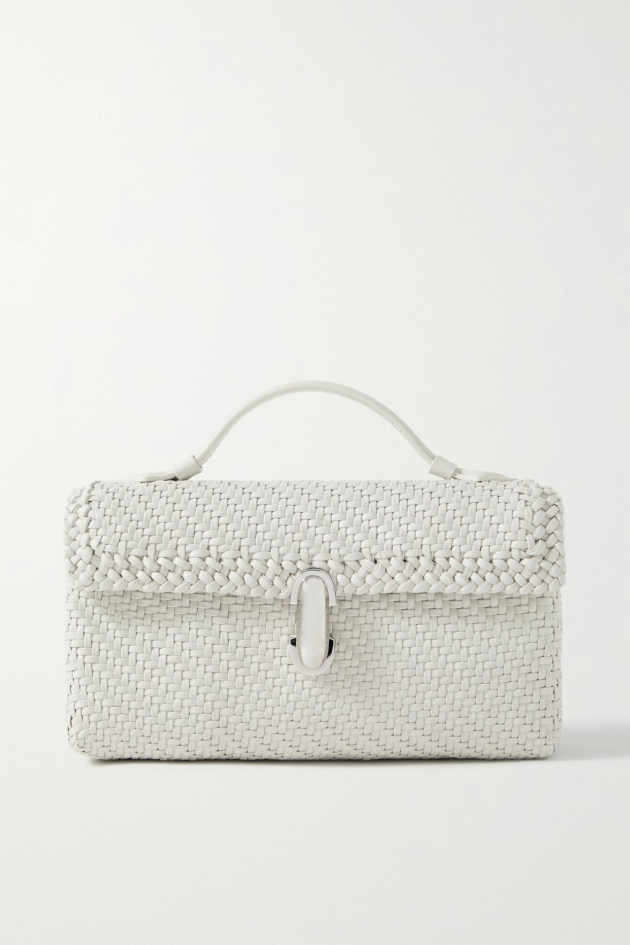 SAVETTE Symmetry Pochette Woven Leather Tote in White | Lyst UK
