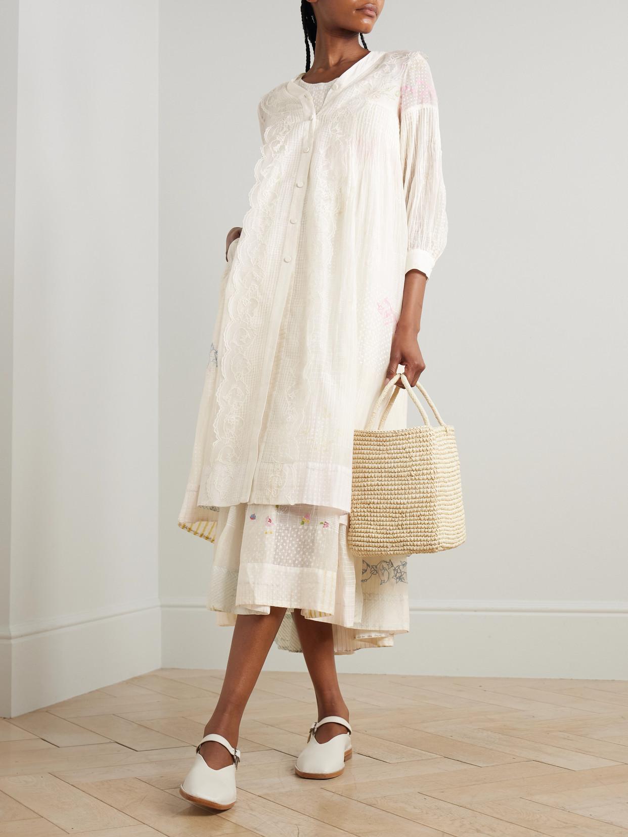 embroidered cotton voile dress Embroidered Cotton Voile Dress | Chalk White main image 1