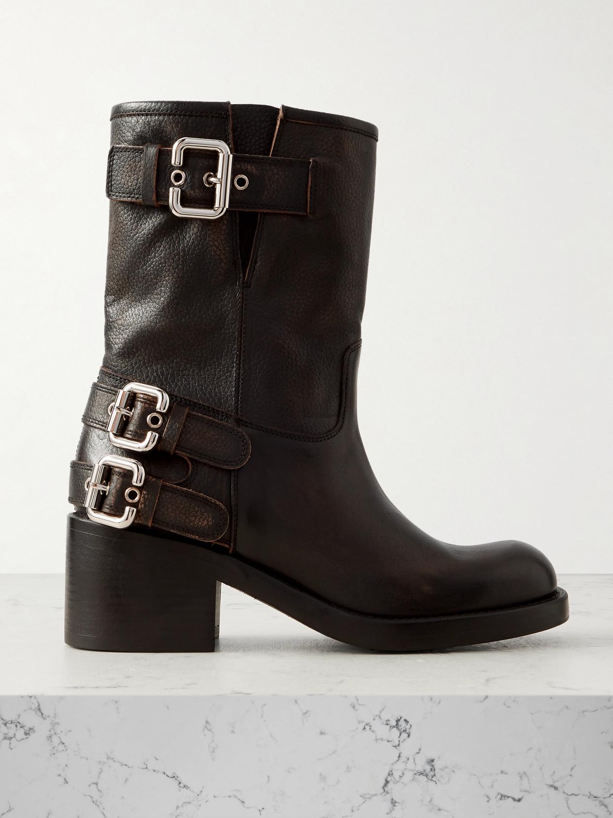 レインブーツ CHLOE DAKOTA BOOTS IN GRAINY LEATHER CHLOÉ Dakota buckled leather ankle boots | NET-A-PORTER