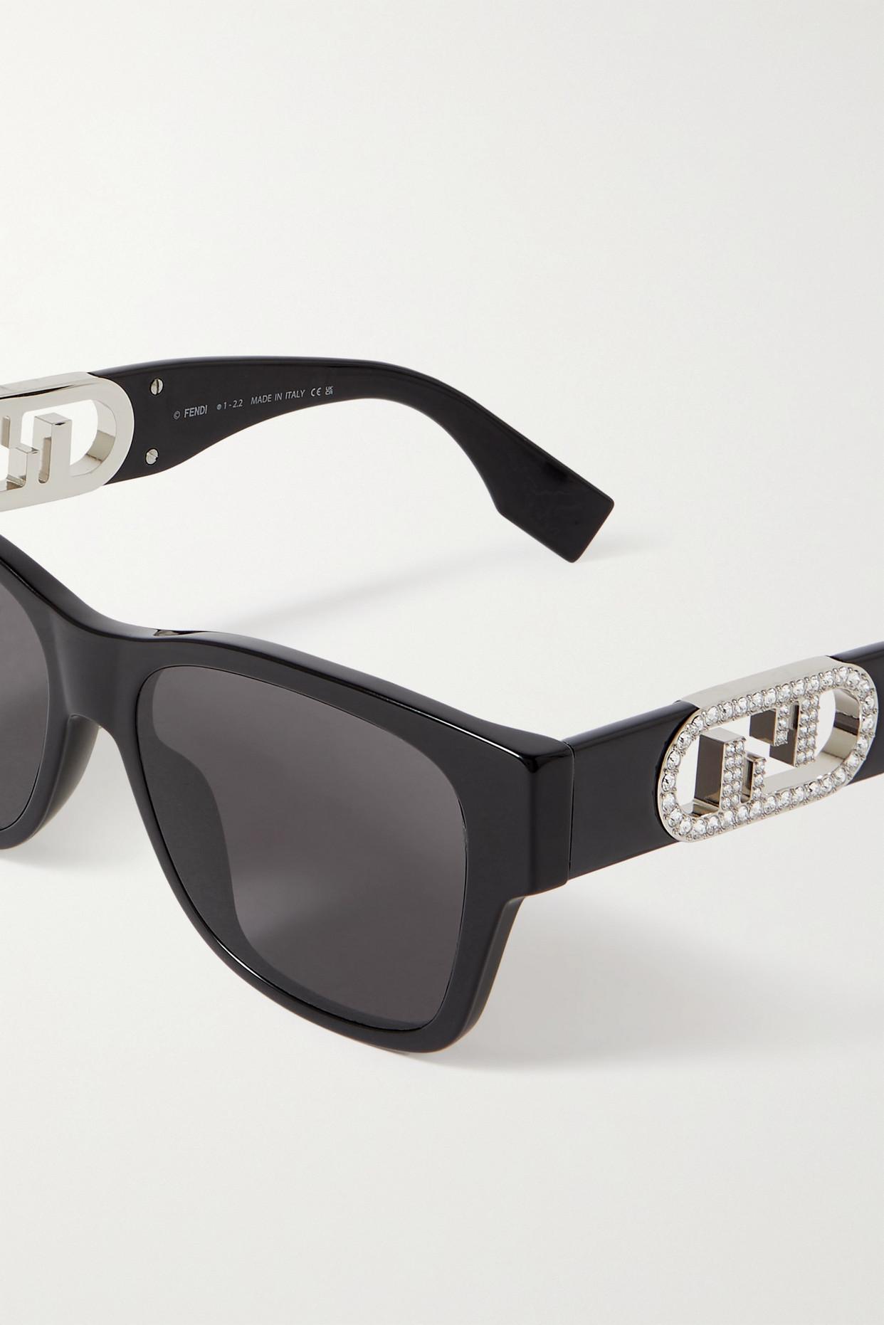 Black FF-print D-frame acetate sunglases, Fendi