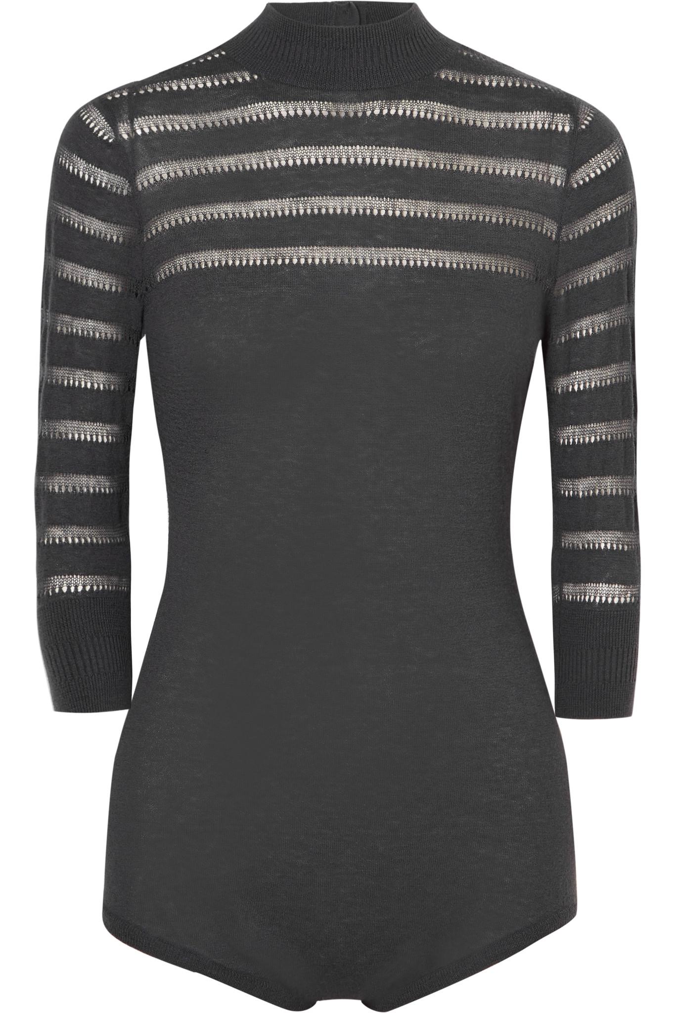 Eres Classy Pointelle-knit Cashmere Bodysuit in Gray - Lyst