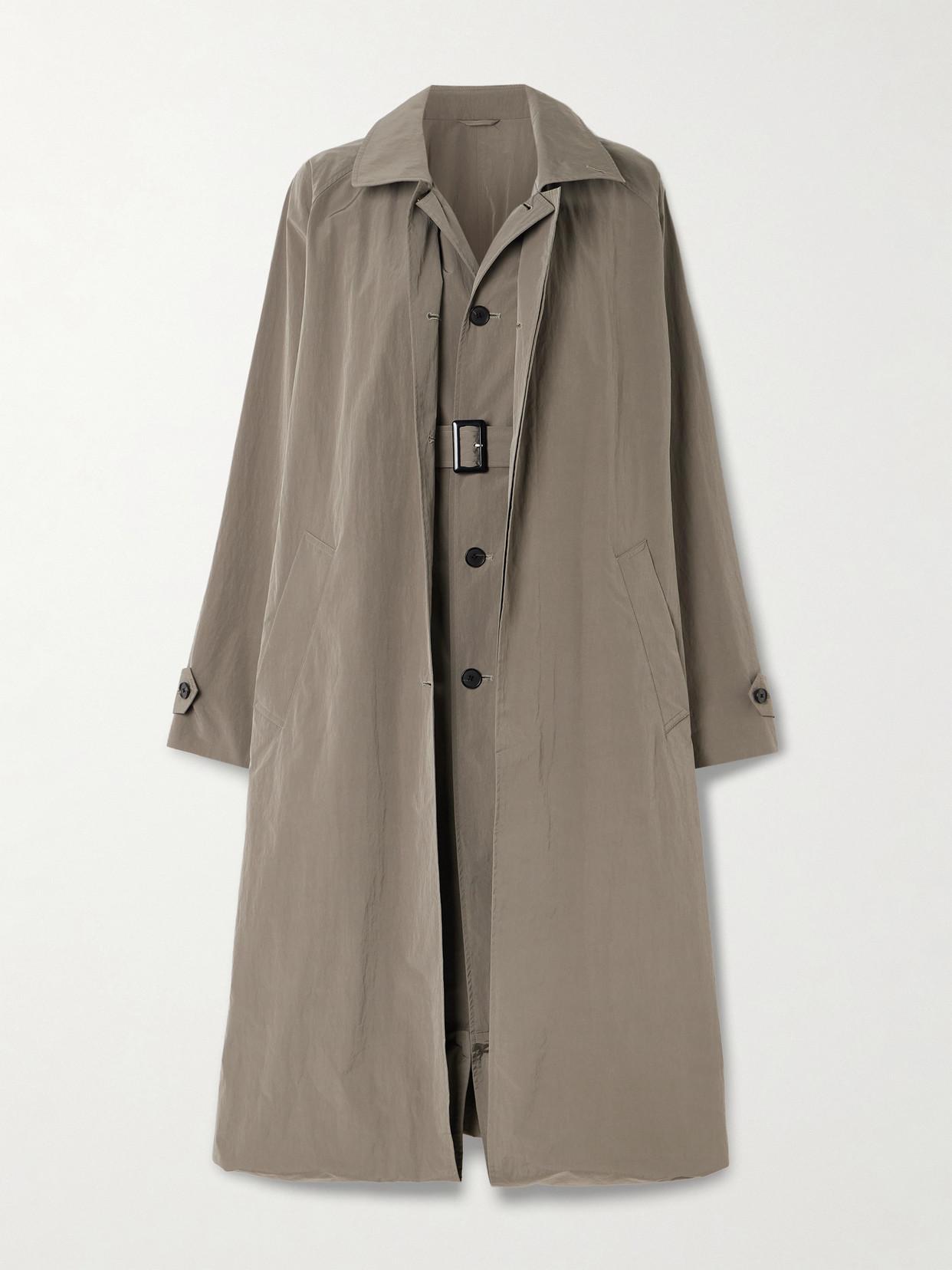 Ssstein Layered Crinkled-Shell Trench Coat in Natural | Lyst