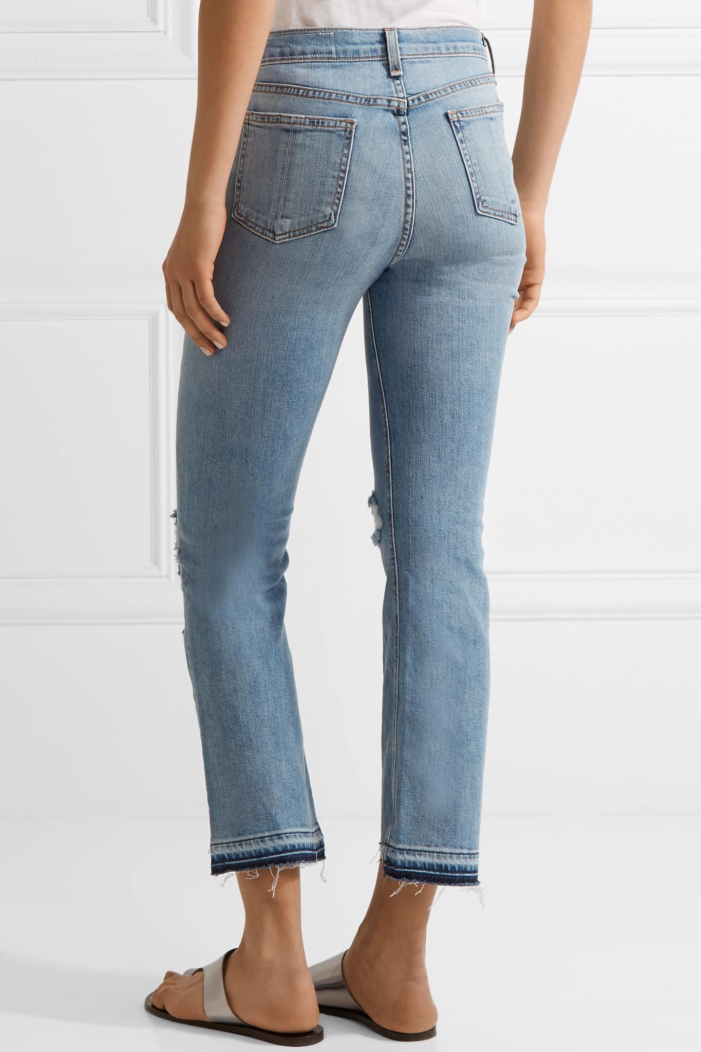 Rag & Bone Denim Distressed Midrise Straightleg Jeans in Blue Lyst