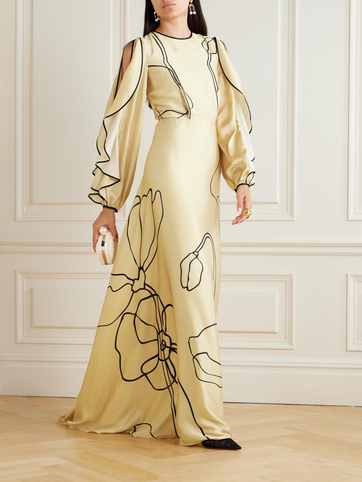 slim fit dress slacks Costarellos - Fara Crepe Crystal Gown