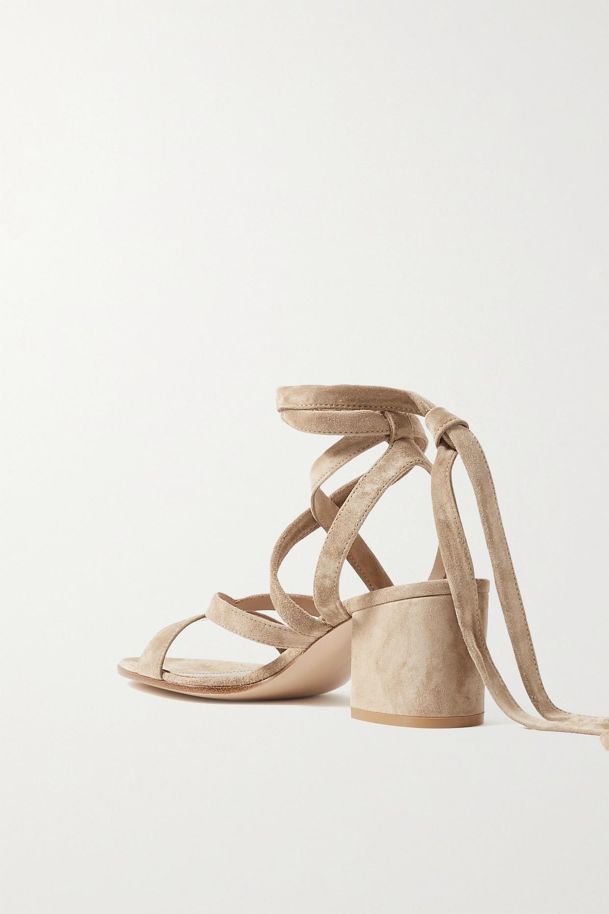 Gianvito Rossi Janis 60 Suede Sandals in Natural | Lyst