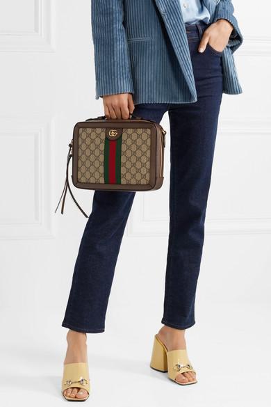 Gucci Ophidia Small Textured Leather-trimmed Printed Coated-canvas Shoulder  Bag in Natural